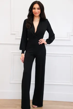 Reno Long Sleeve Jumpsuit: Black
