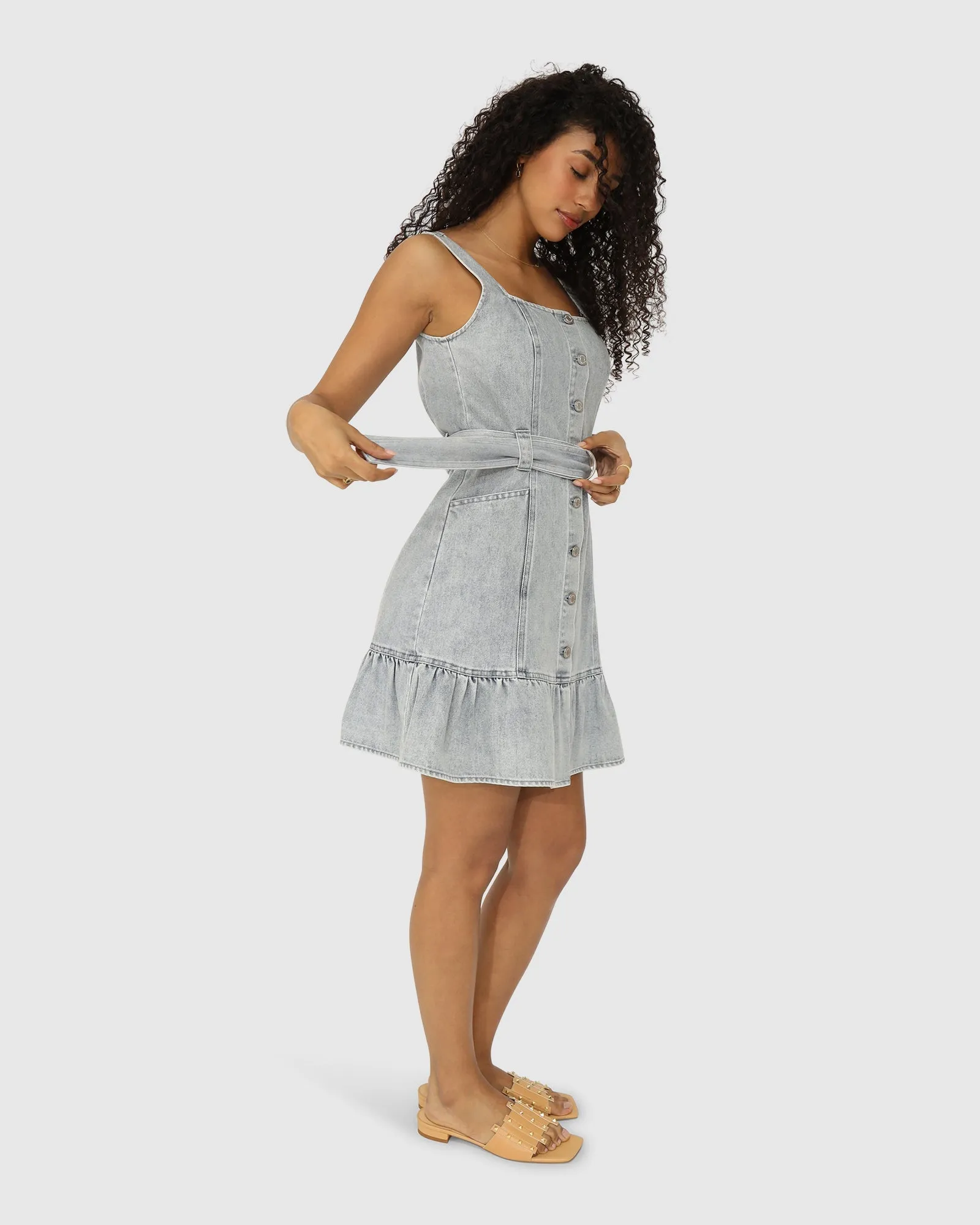 Reunite Denim Mini Dress - Stonewash