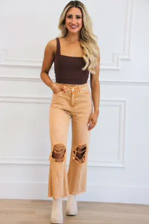 Rowe Square Neck Crop Top: Brown