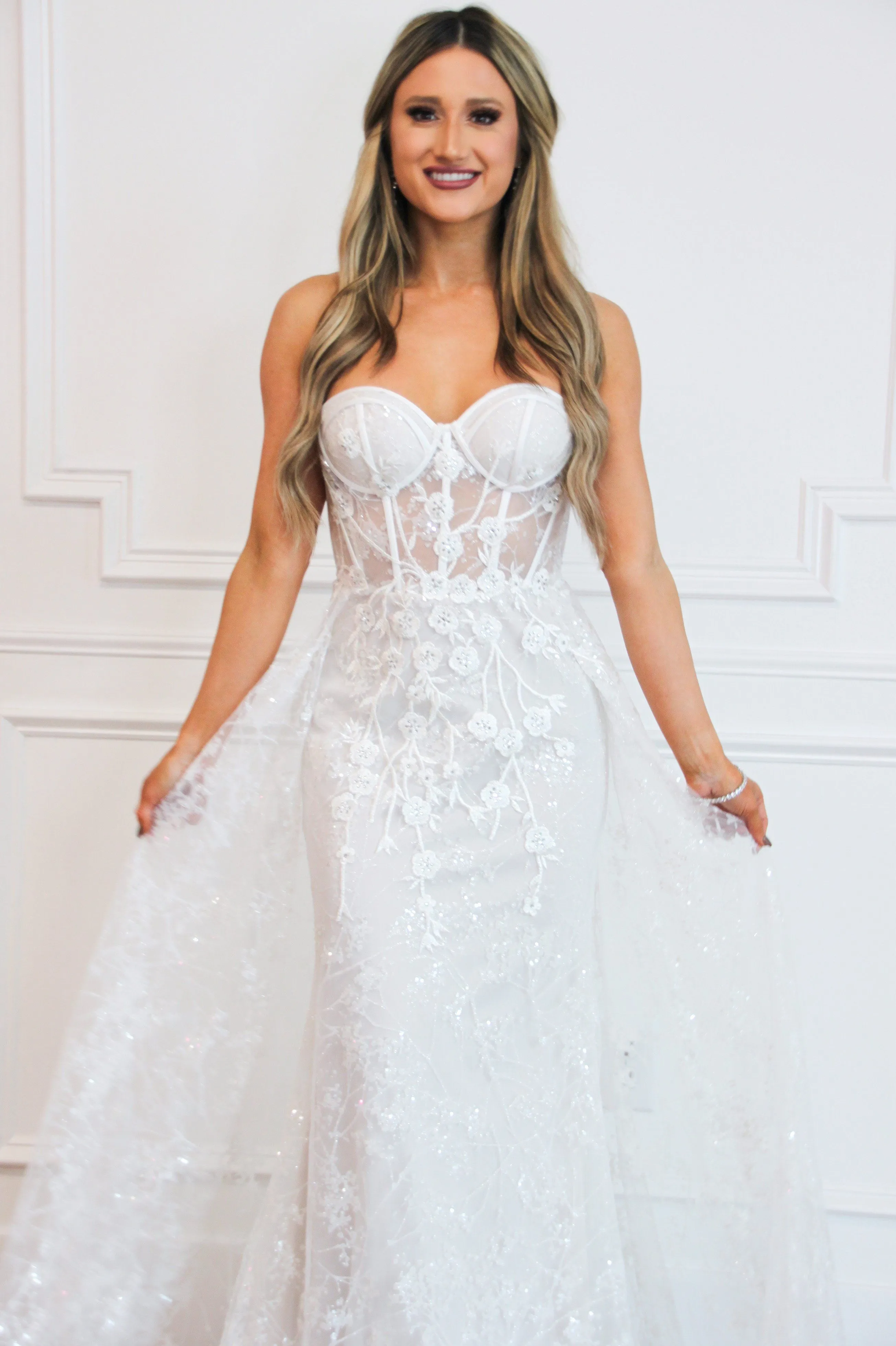 Sealed With A Kiss Bustier Cape Wedding Dress