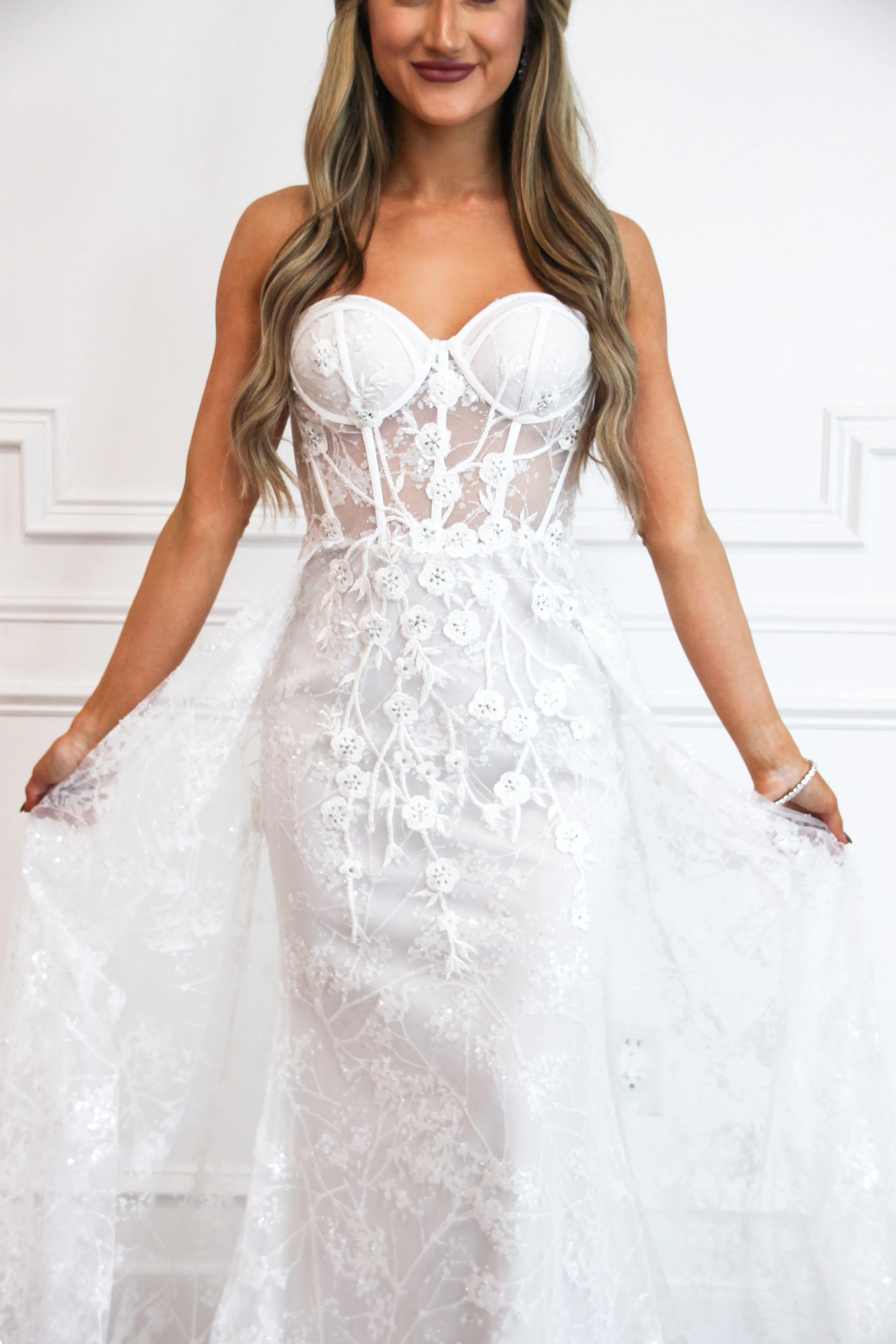 Sealed With A Kiss Bustier Cape Wedding Dress
