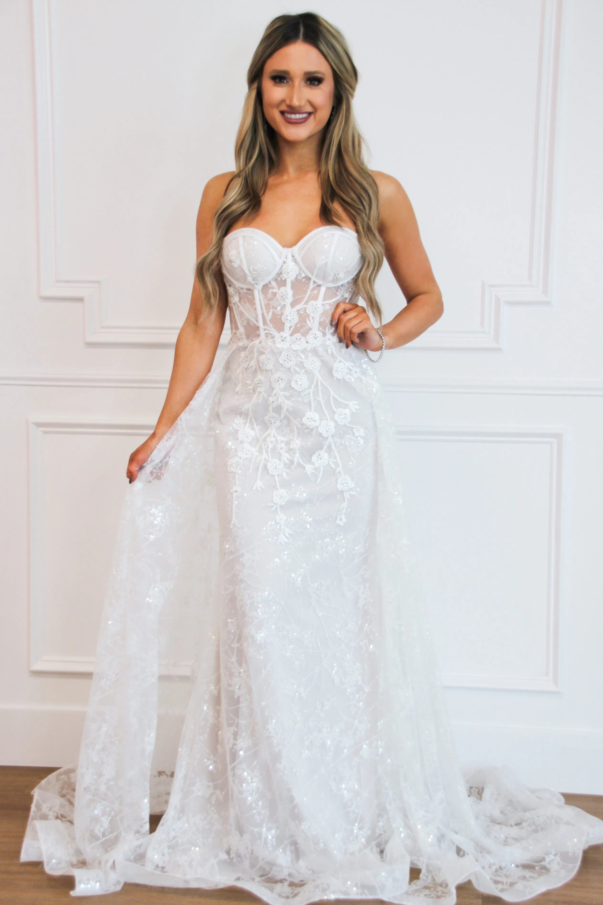 Sealed With A Kiss Bustier Cape Wedding Dress