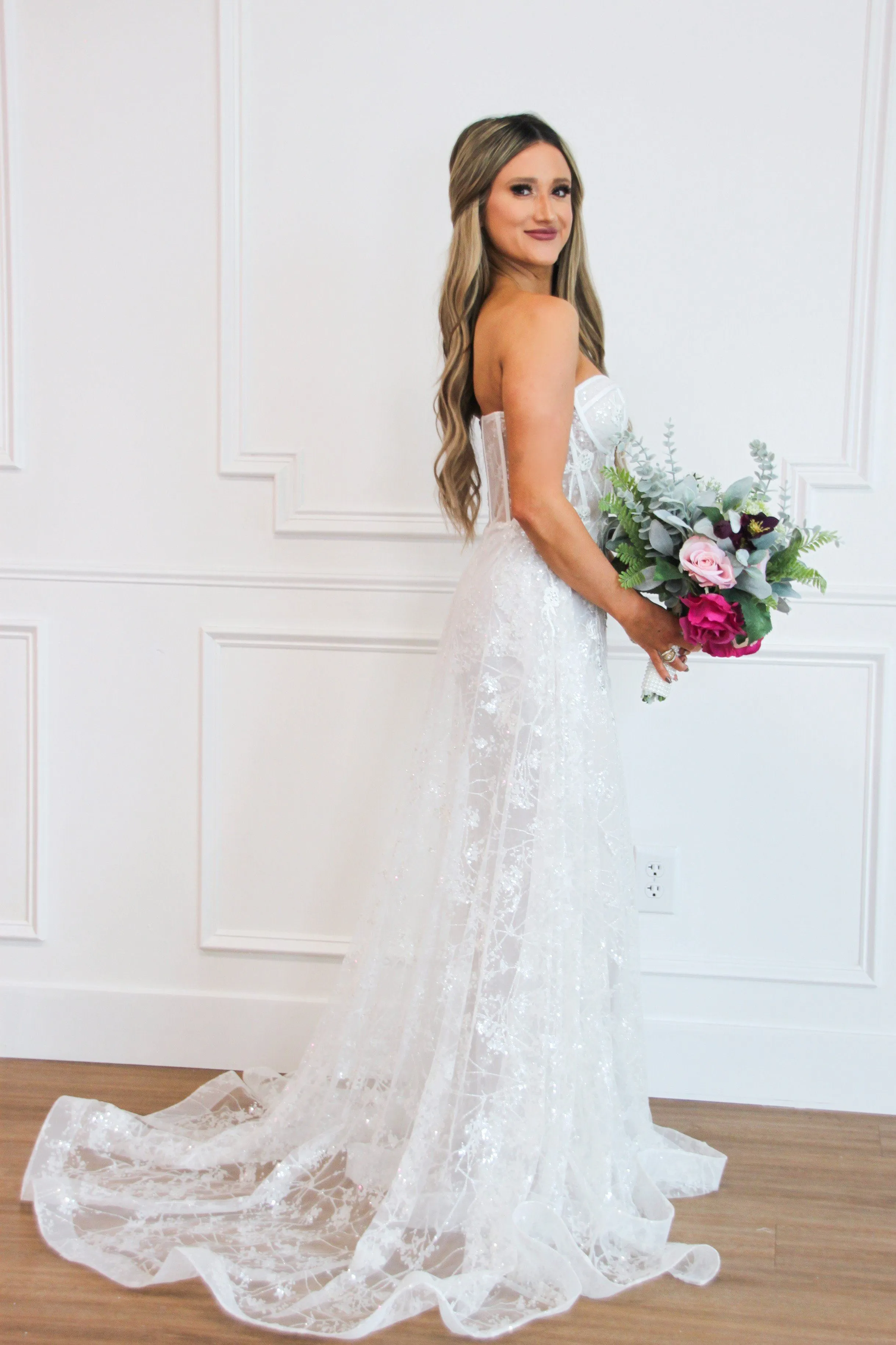 Sealed With A Kiss Bustier Cape Wedding Dress