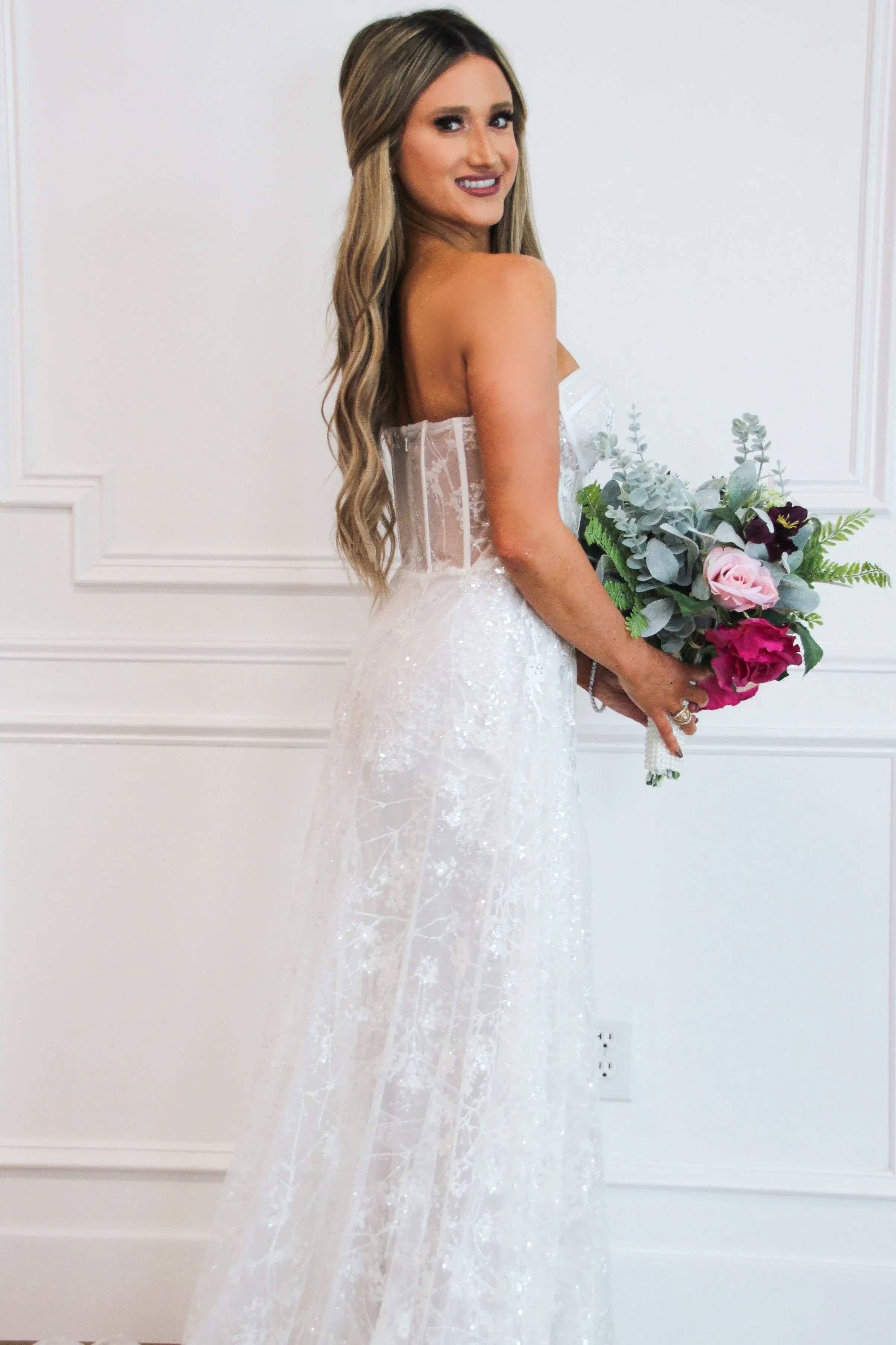 Sealed With A Kiss Bustier Cape Wedding Dress