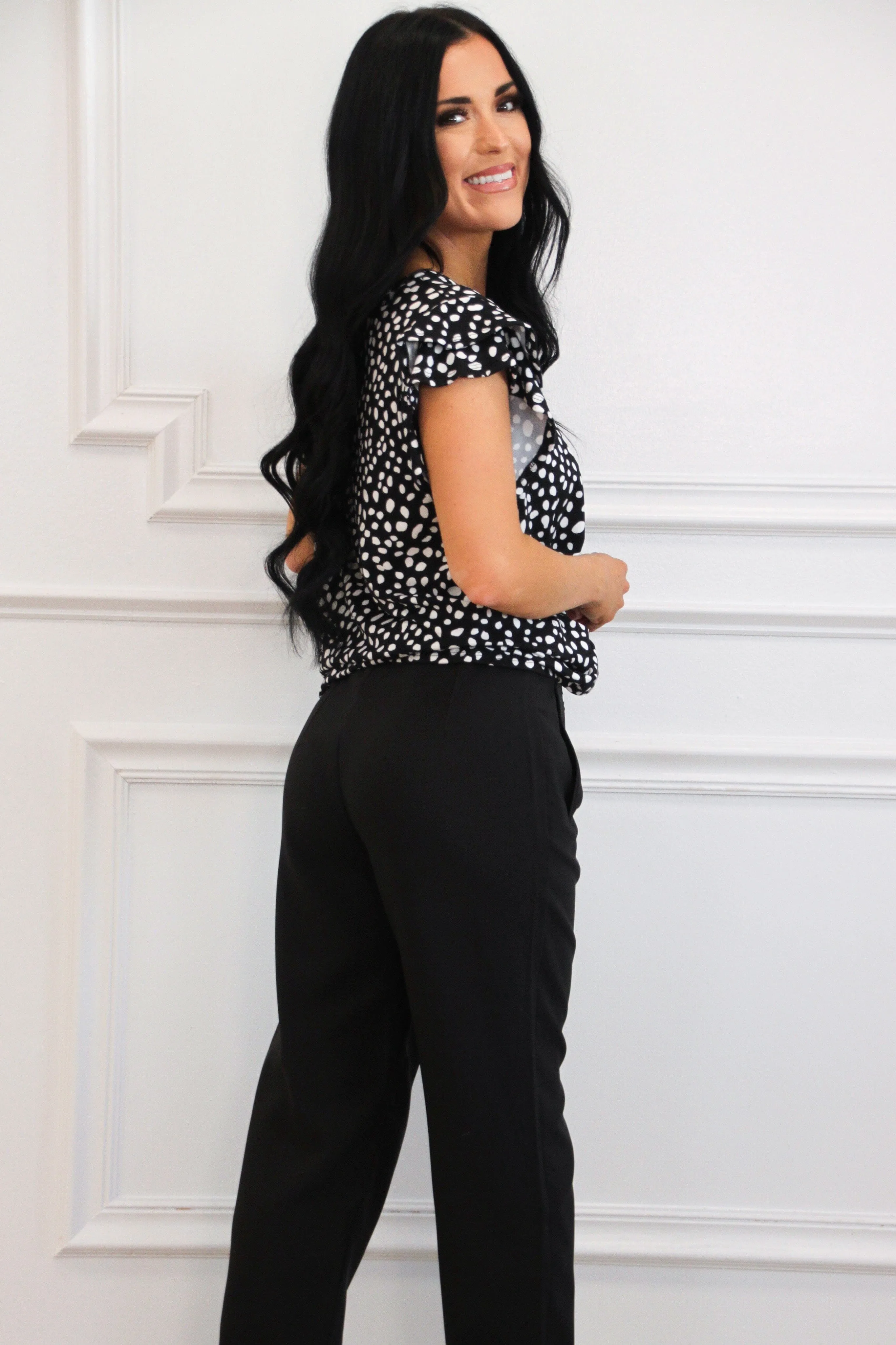 Seeing Spots Polka Dot Top: Black
