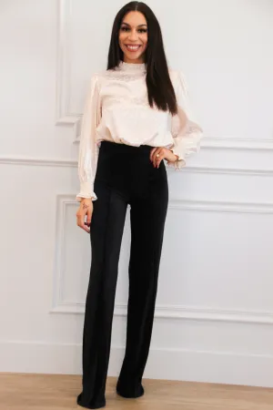 Shayla Leopard Monochromatic Satin Top: Cream