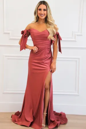 Southern Class Bow Sleeve Formal Dress: Sienna Rose
