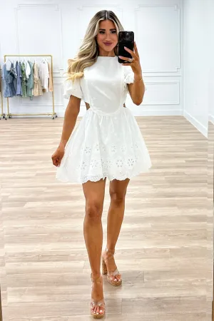 Spring Crush Eyelet Cutout Dress: White