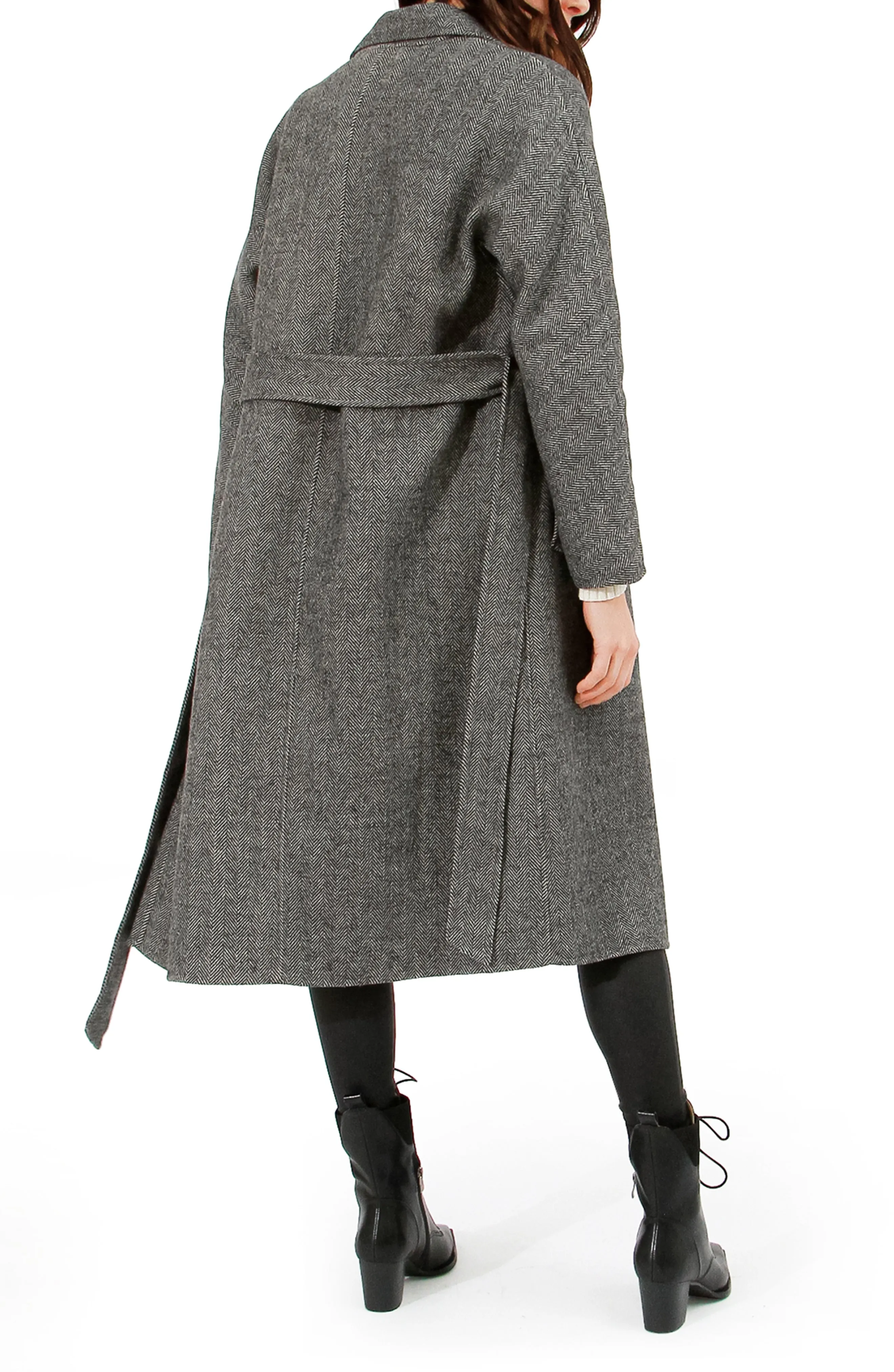 Standing Still Belted Coat - Charcoal