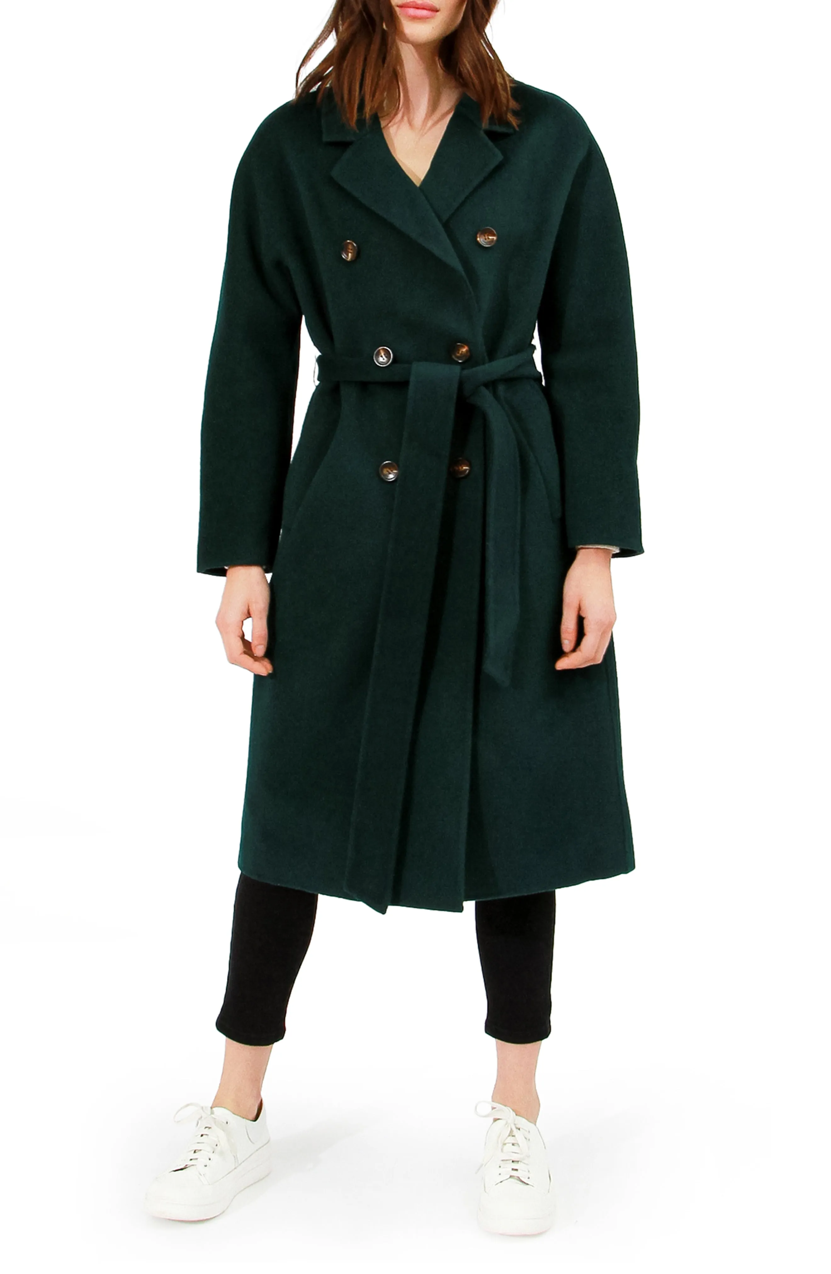 Standing Still Belted Coat - Dark Green