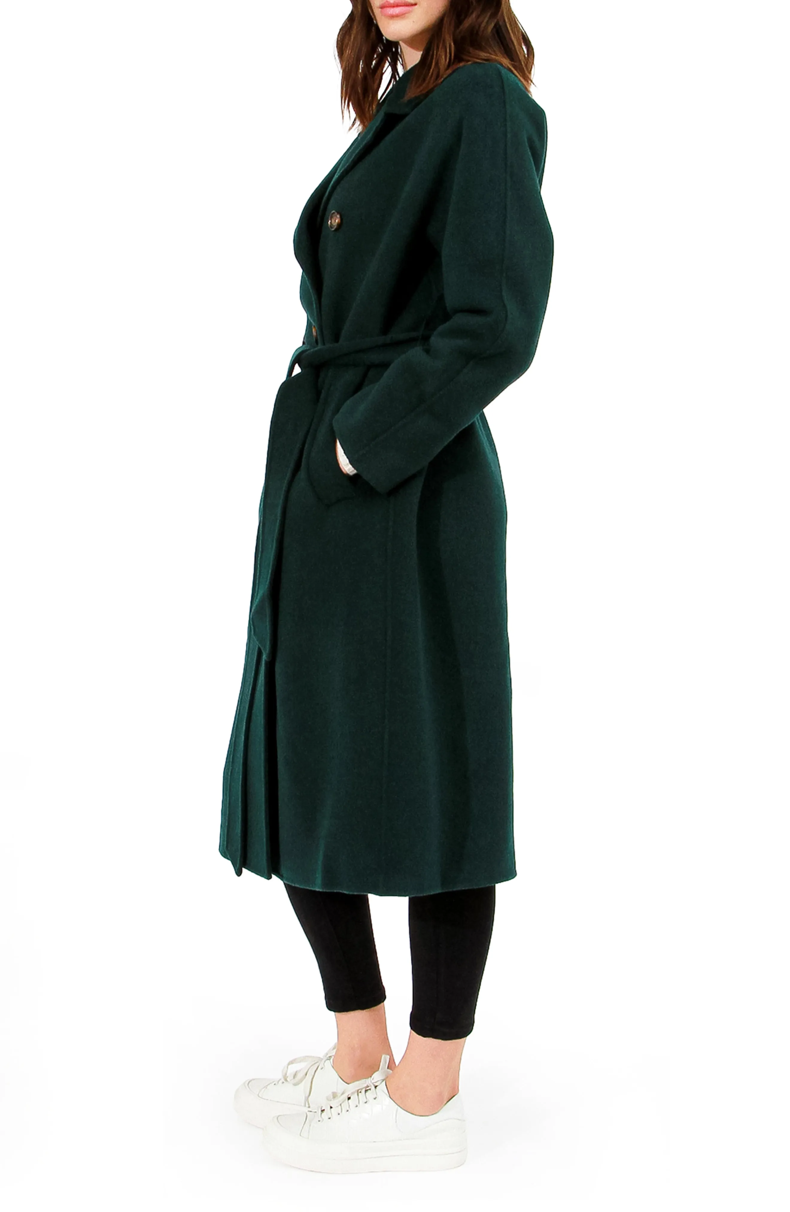 Standing Still Belted Coat - Dark Green