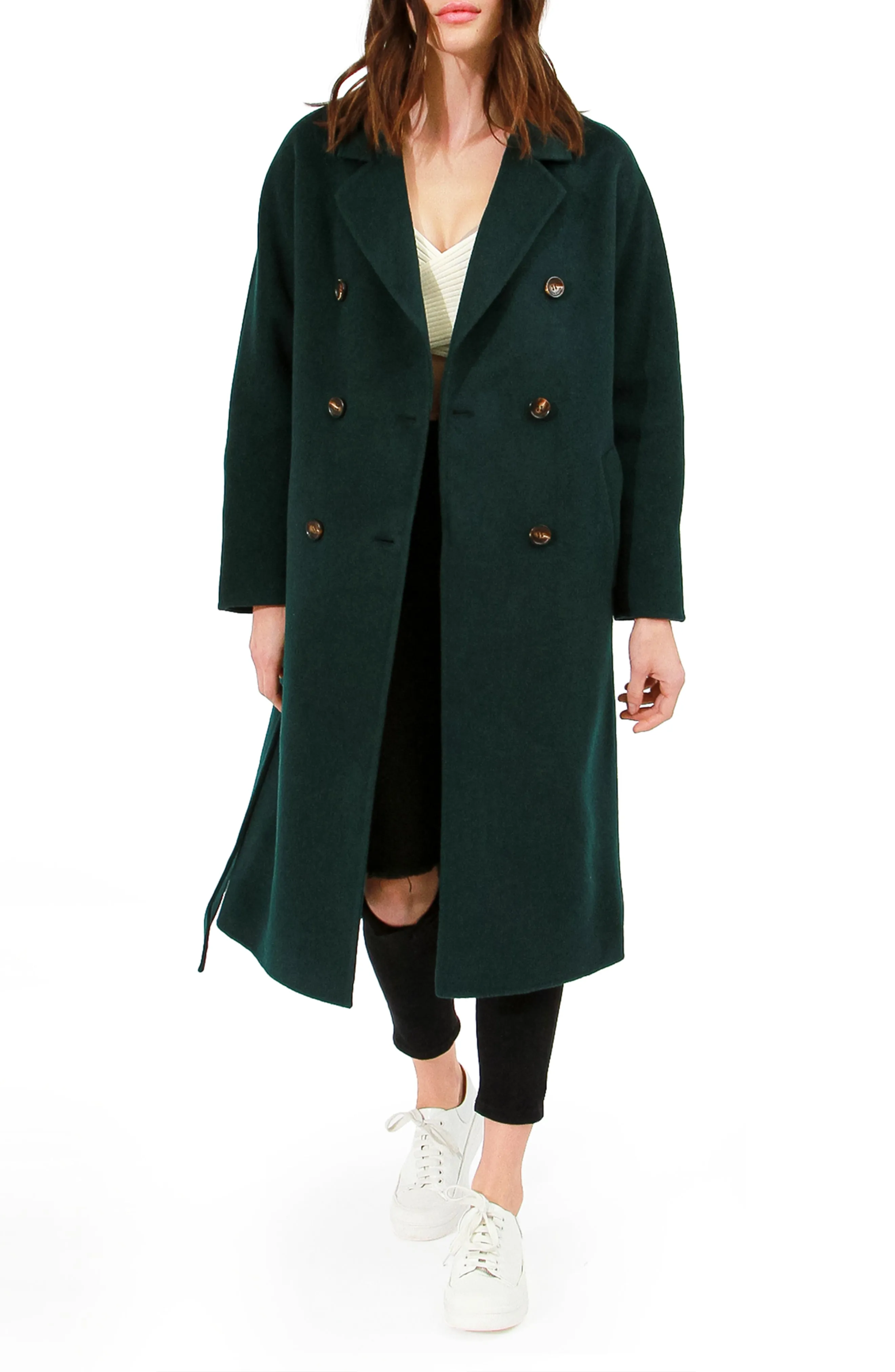 Standing Still Belted Coat - Dark Green