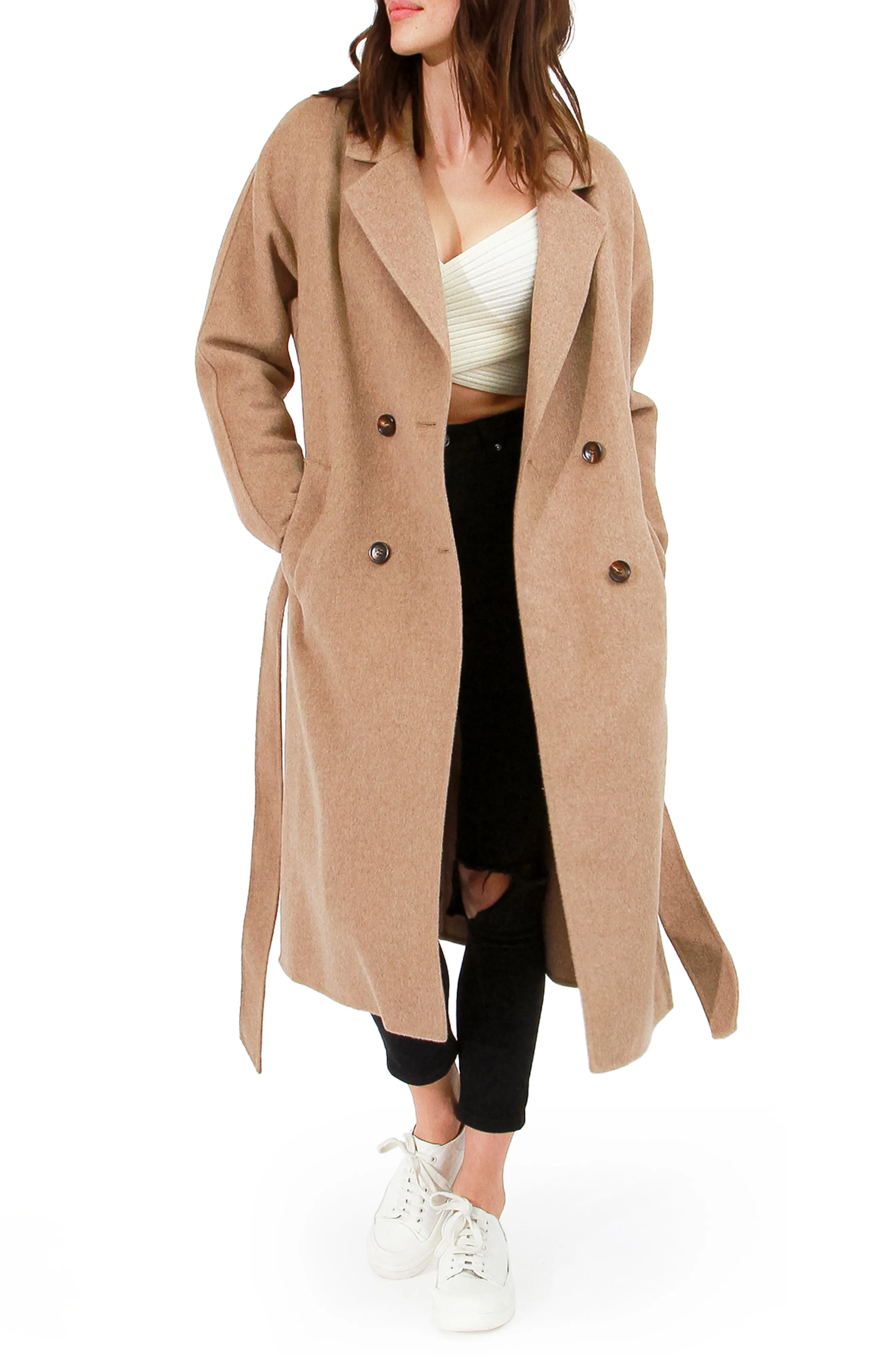 Standing Still Belted Coat - Oat