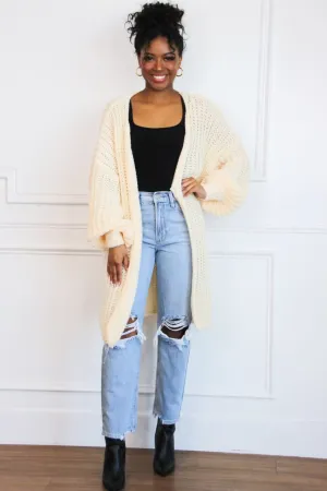 Stanley Chunky Knit Oversized Cardigan: Cream