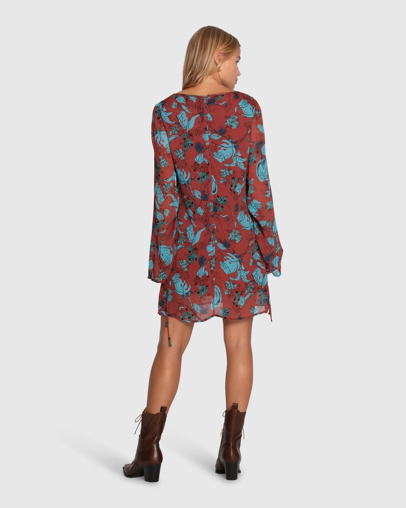 Star Eyes Mini Dress - Flora Burgundy Print