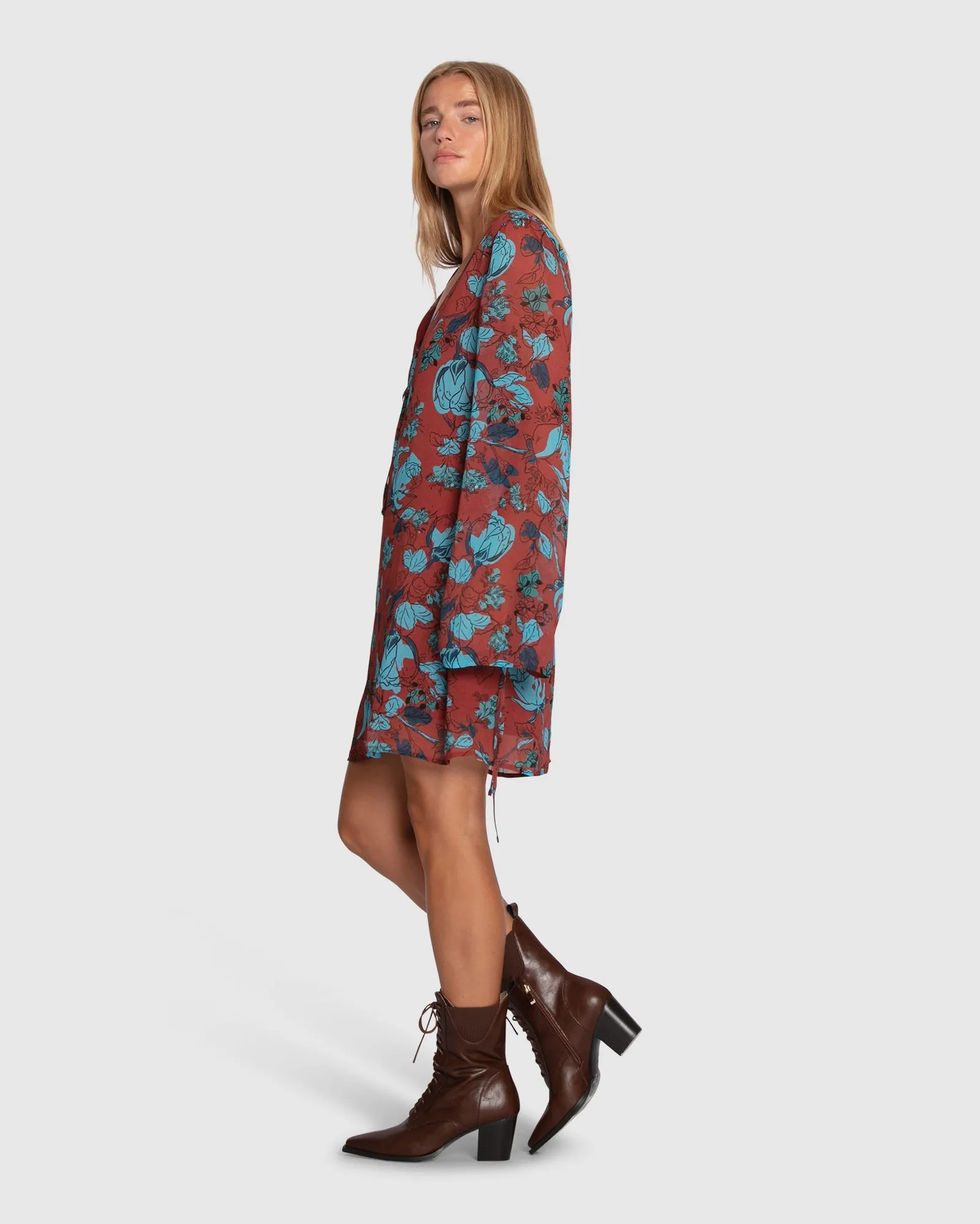 Star Eyes Mini Dress - Flora Burgundy Print