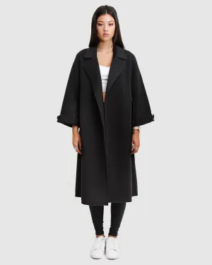Stay Wild Oversized Wool Coat - Black