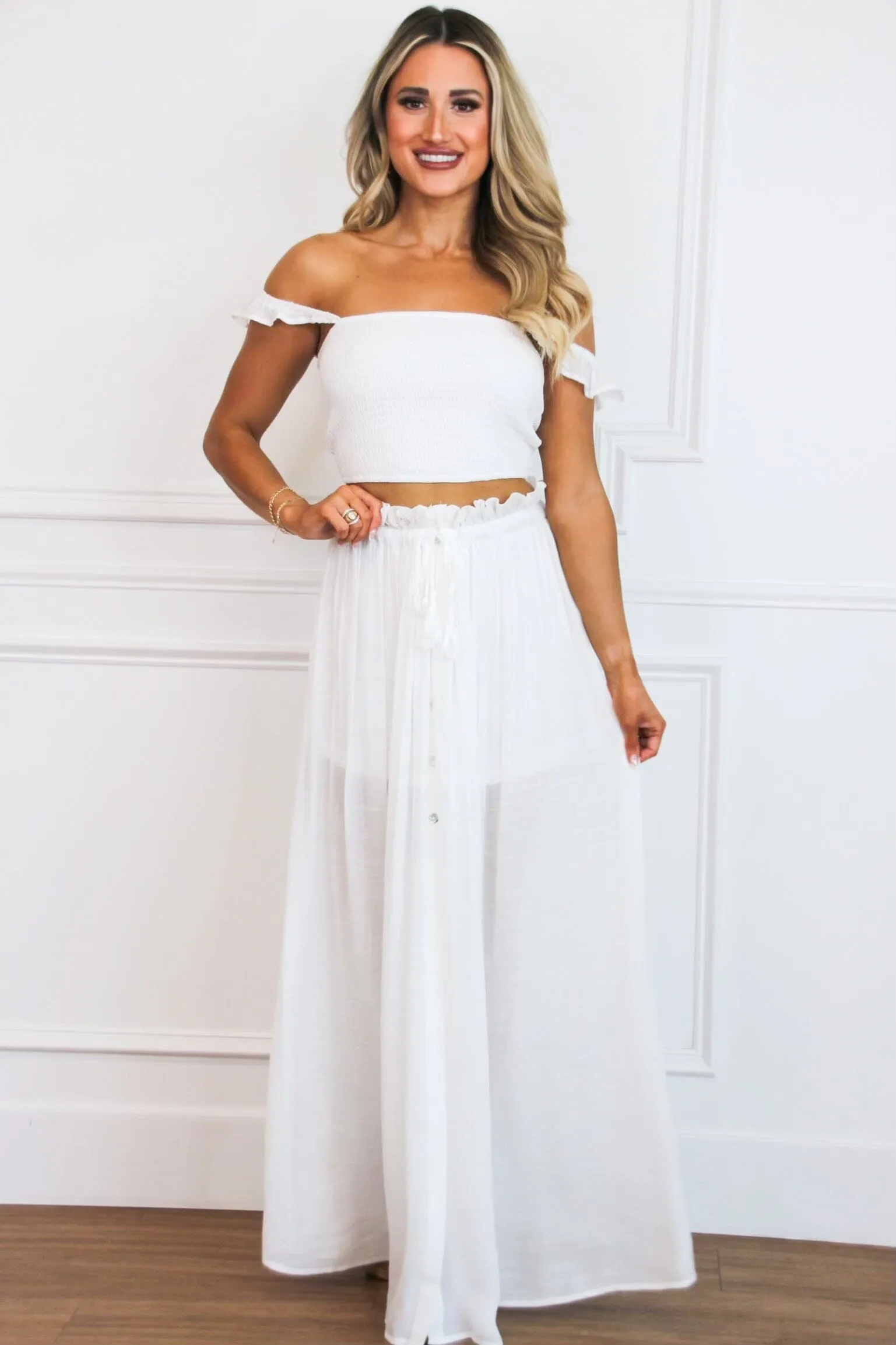 Summer Coasting Two Piece Set: White