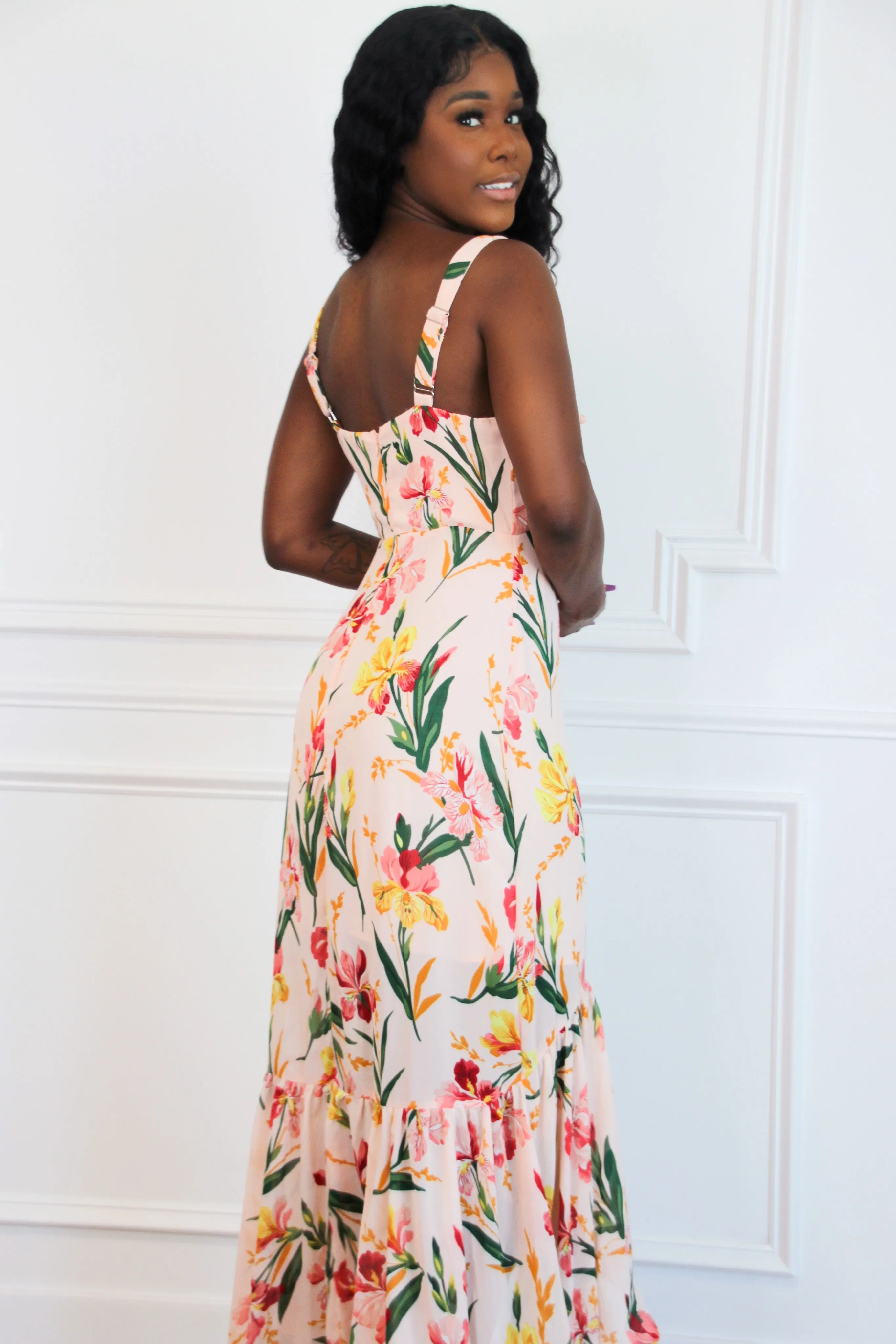 Summer Dream Maxi Dress: Peach Multi