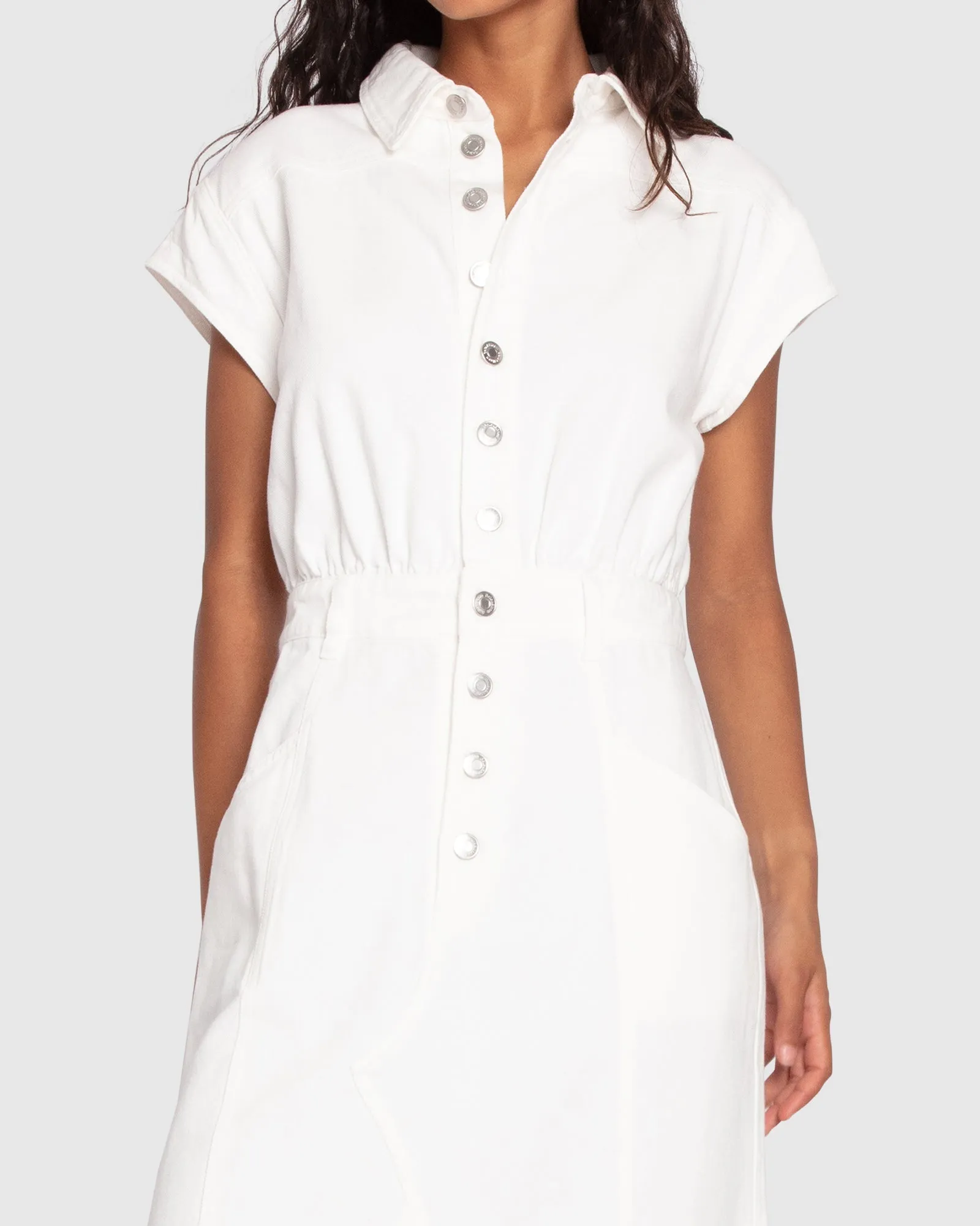 Sundown Denim Midi Shirt Dress - Off-White