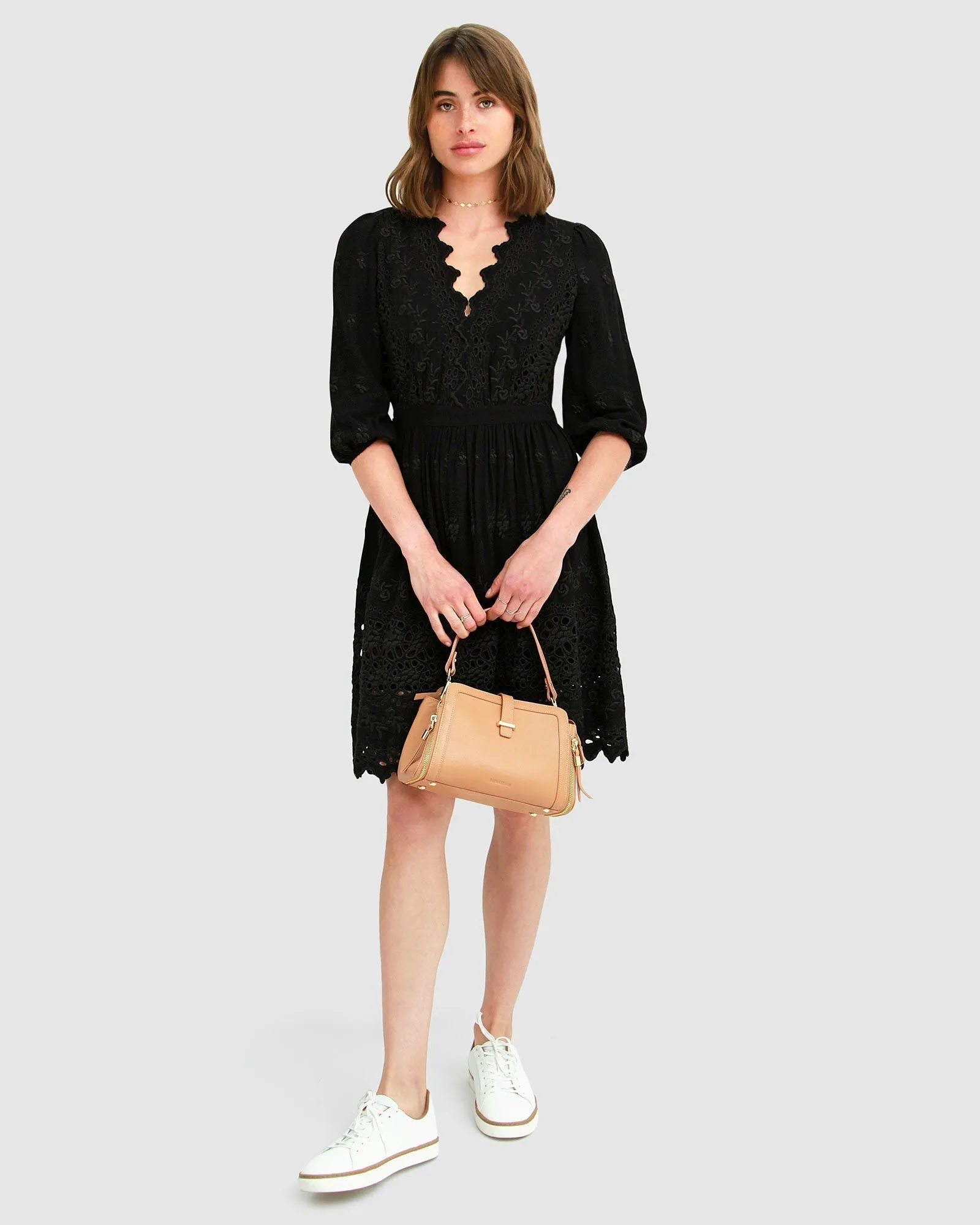 Sweet Talk Eyelet Mini Dress - Black
