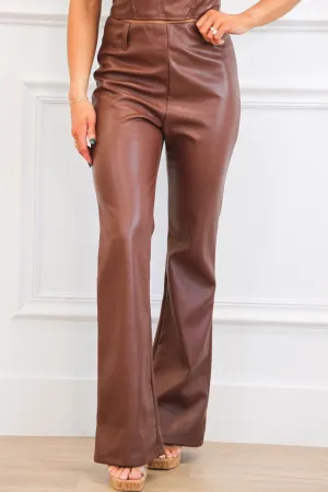 Take Me Back Faux Leather Pants: Brown