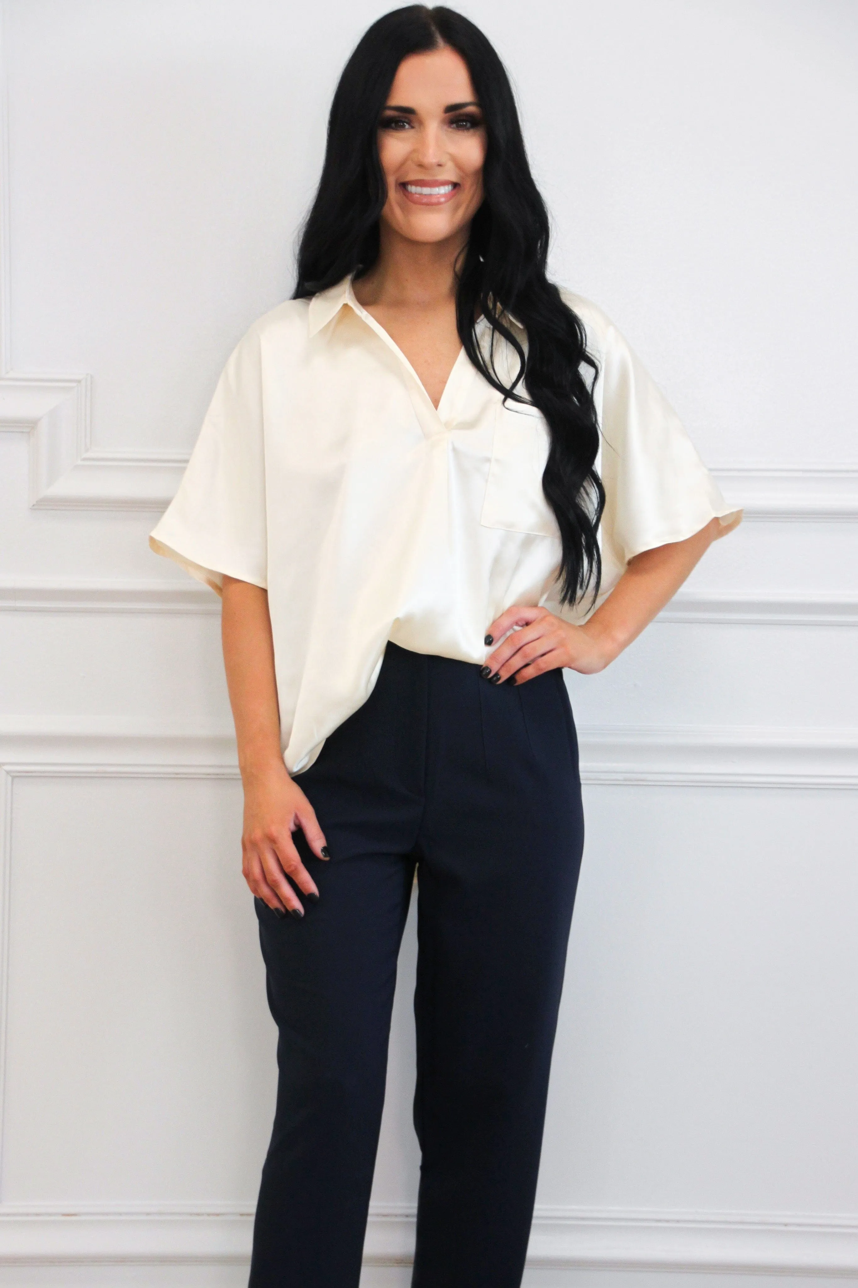 Take the Lead High Waisted Pants: Navy