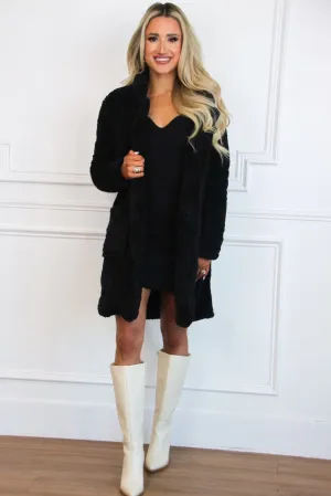 Talk of the Town Sherpa Coat: Black