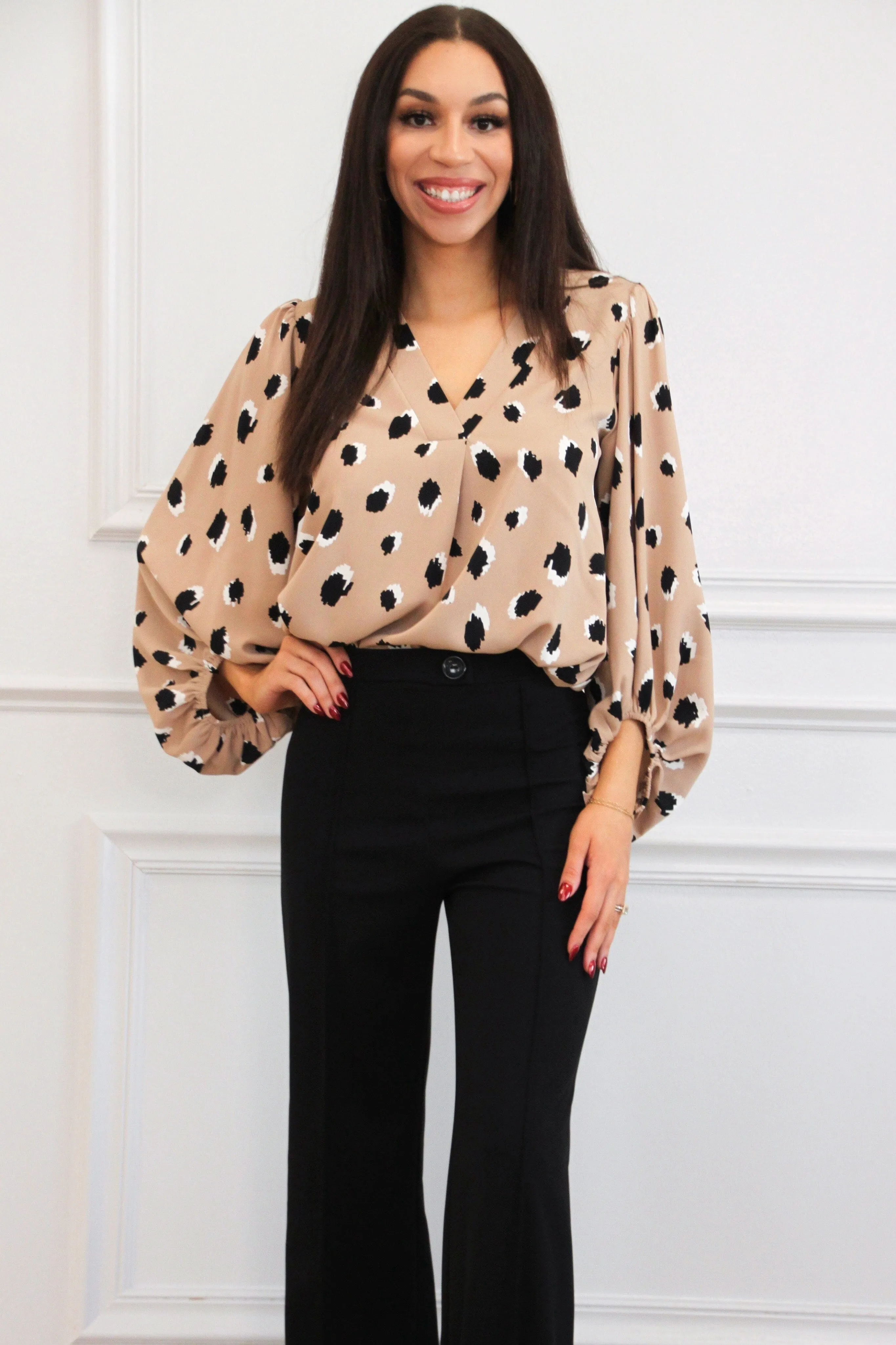 Tierra Spotted Top: Taupe