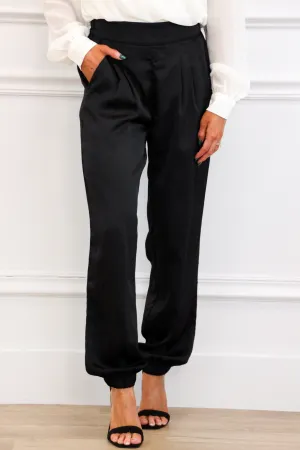 Tipton Satin Joggers: Black,