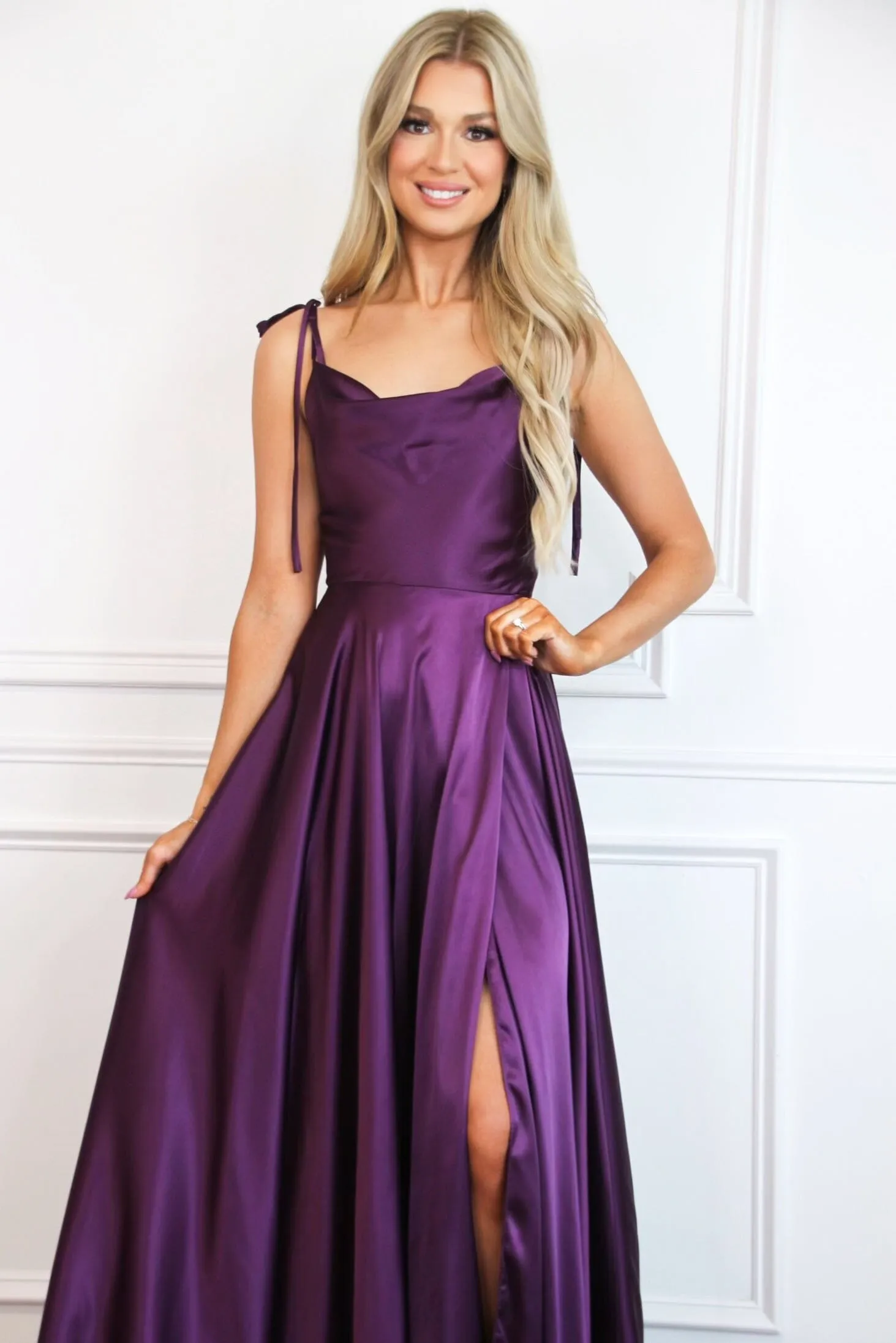 Tonight's the Night Satin Formal Dress: Eggplant