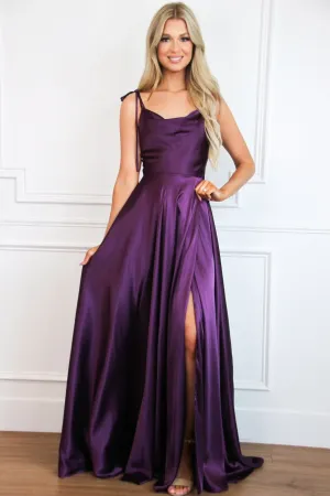 Tonight's the Night Satin Formal Dress: Eggplant