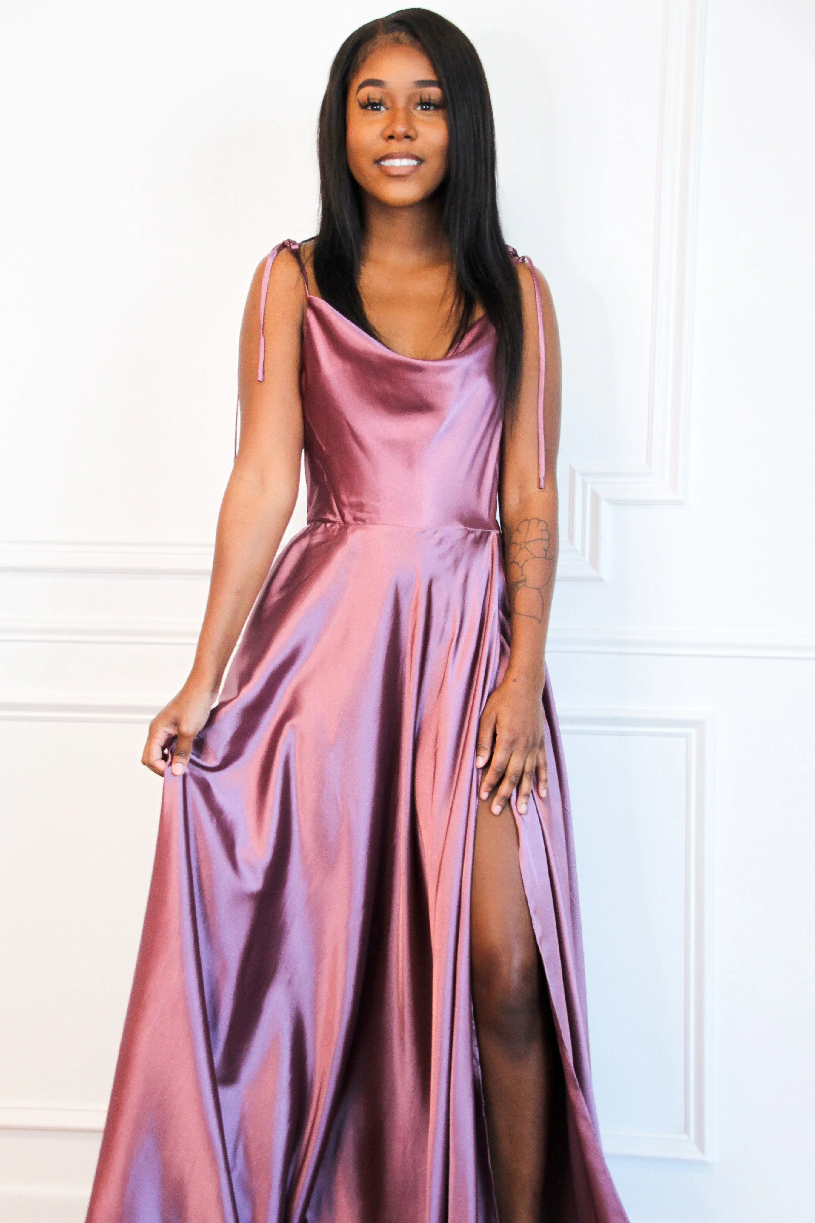 Tonight's the Night Satin Formal Dress: Plum