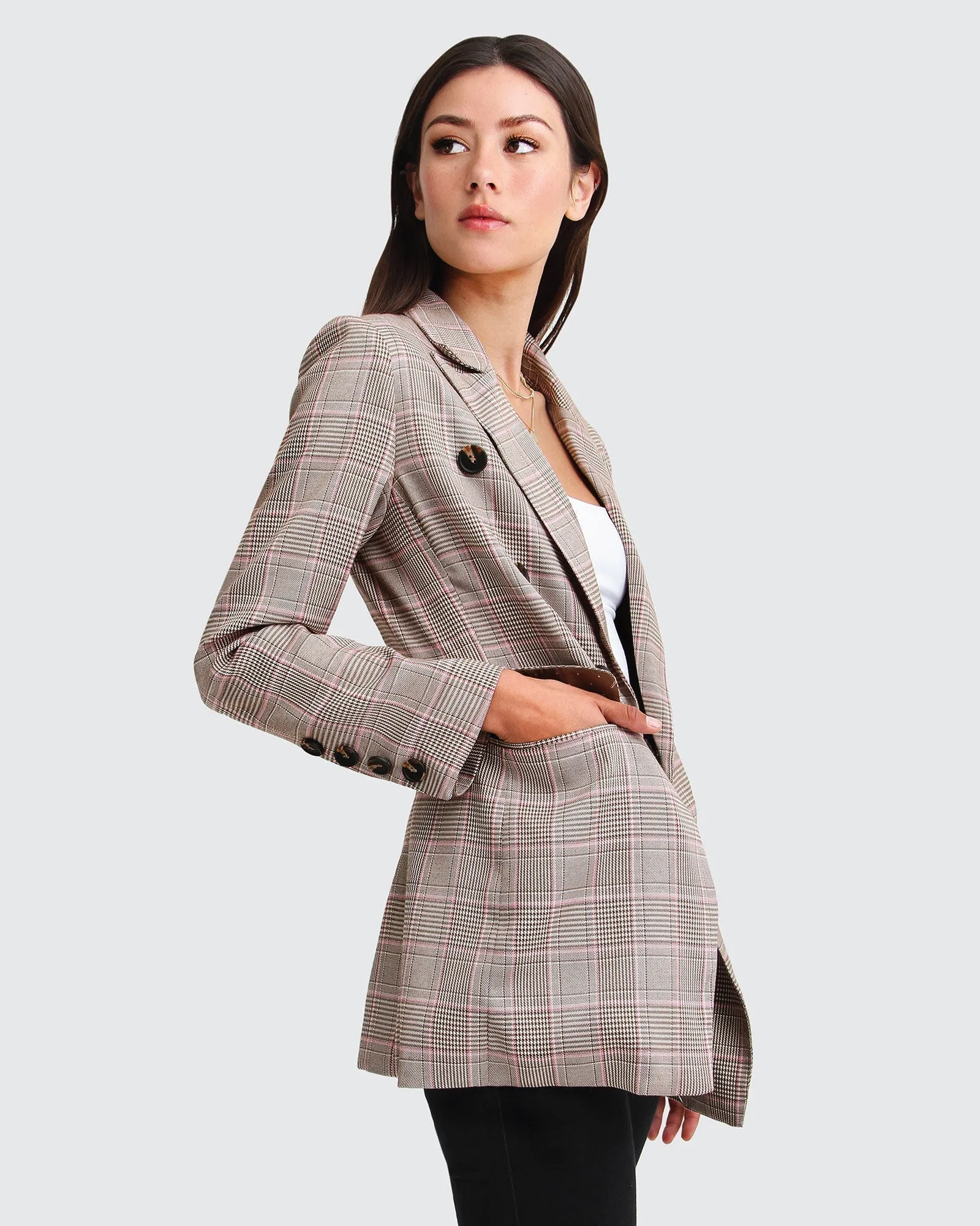 Too Cool For Work Plaid Blazer - Brown