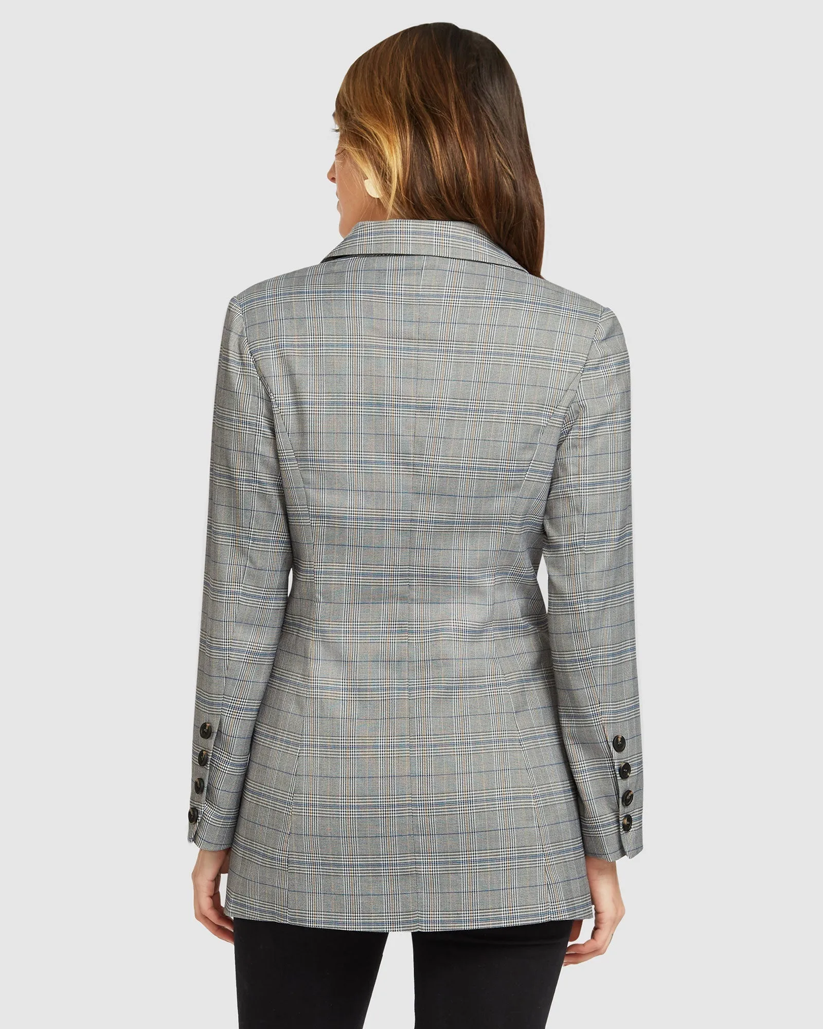 Too Cool For Work Plaid Blazer - Charcoal