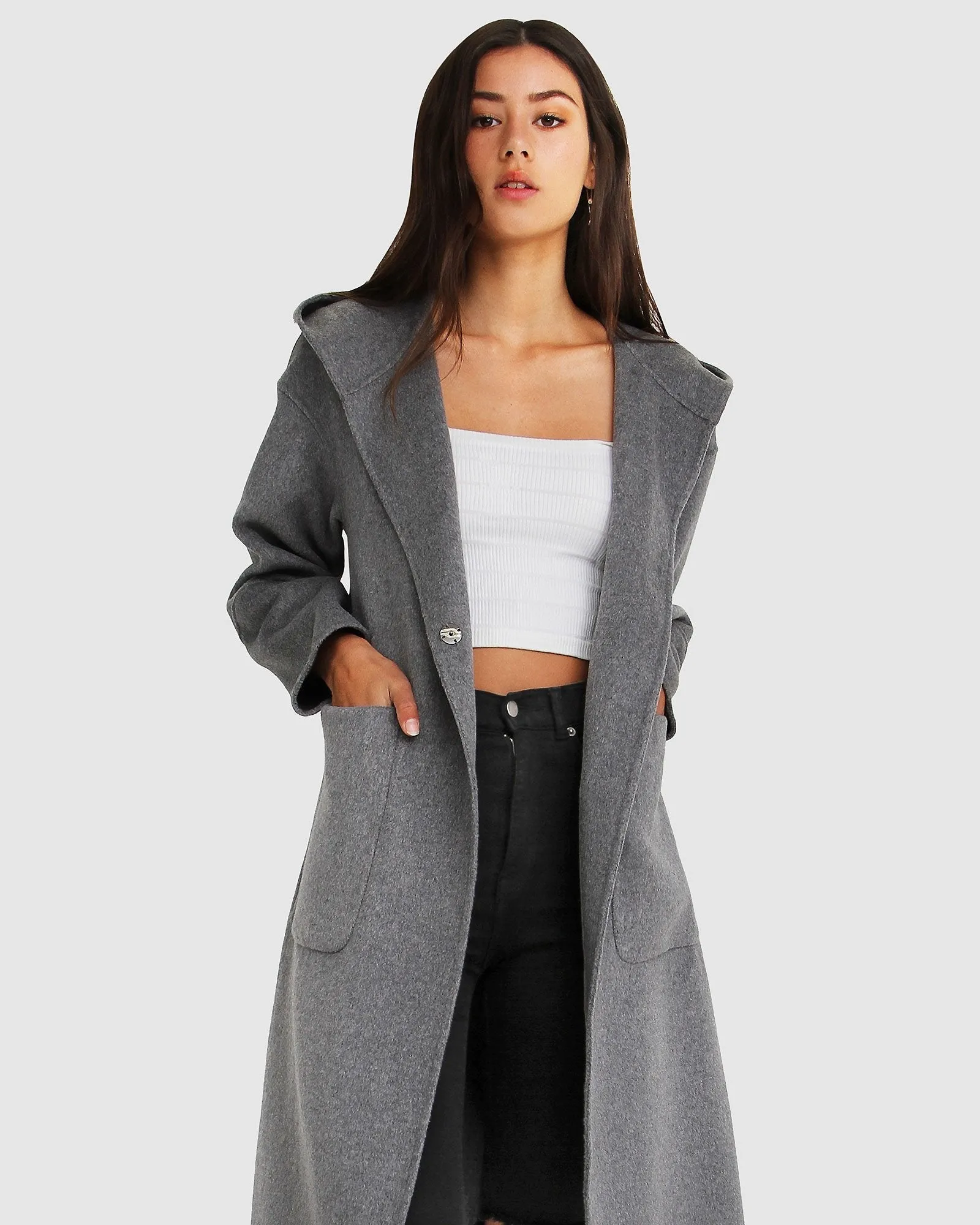 Walk This Way Wool Blend Oversized Coat  - Dark Grey