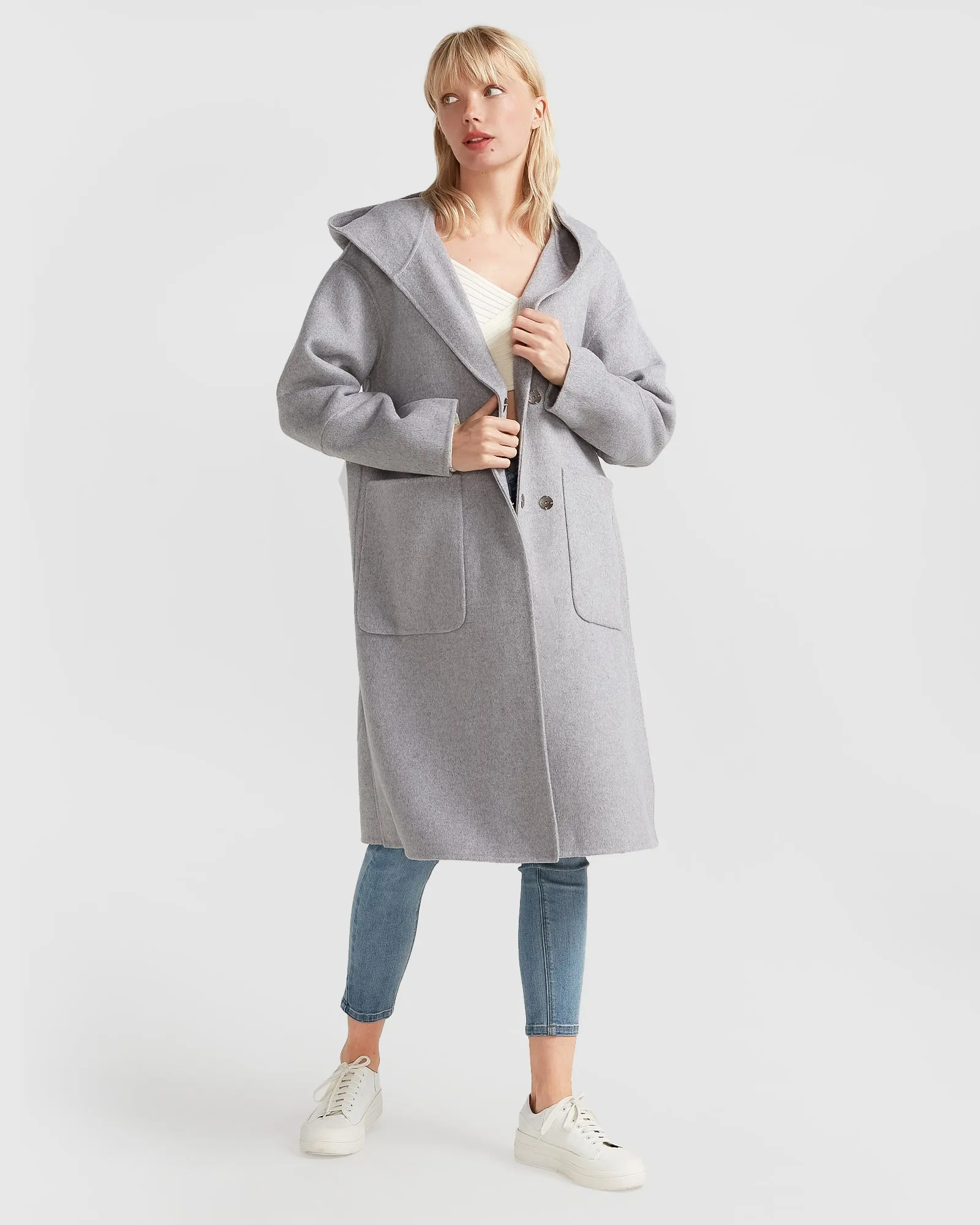 Walk This Way Wool Blend Oversized Coat - Grey