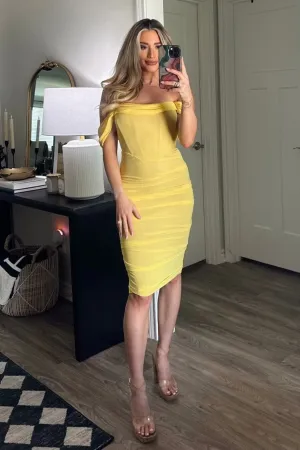 Weslee Bustier Off Shoulder Dress: Lemon