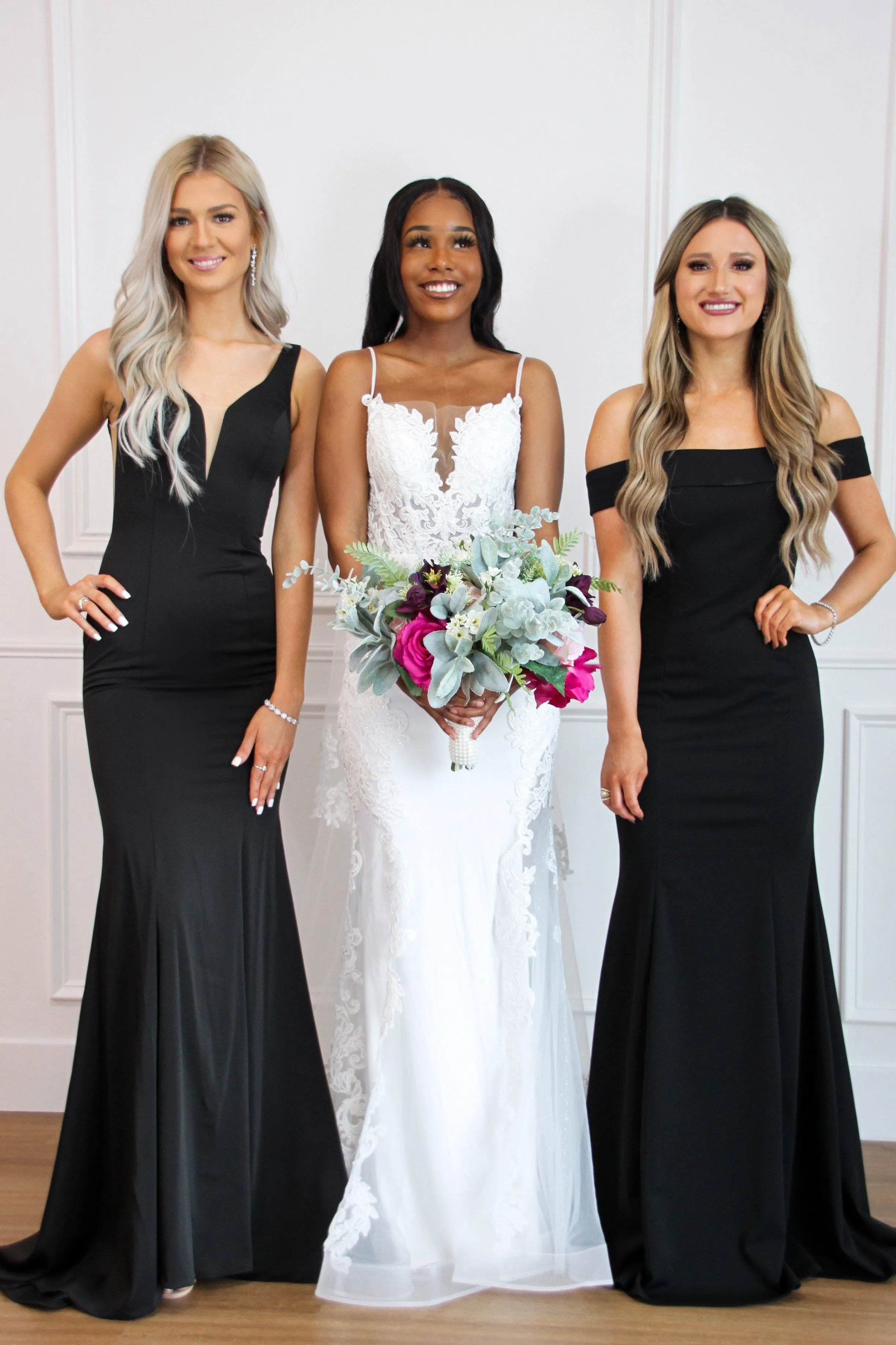 Whitney Off Shoulder Long Dress: Black