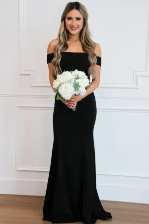 Whitney Off Shoulder Long Dress: Black