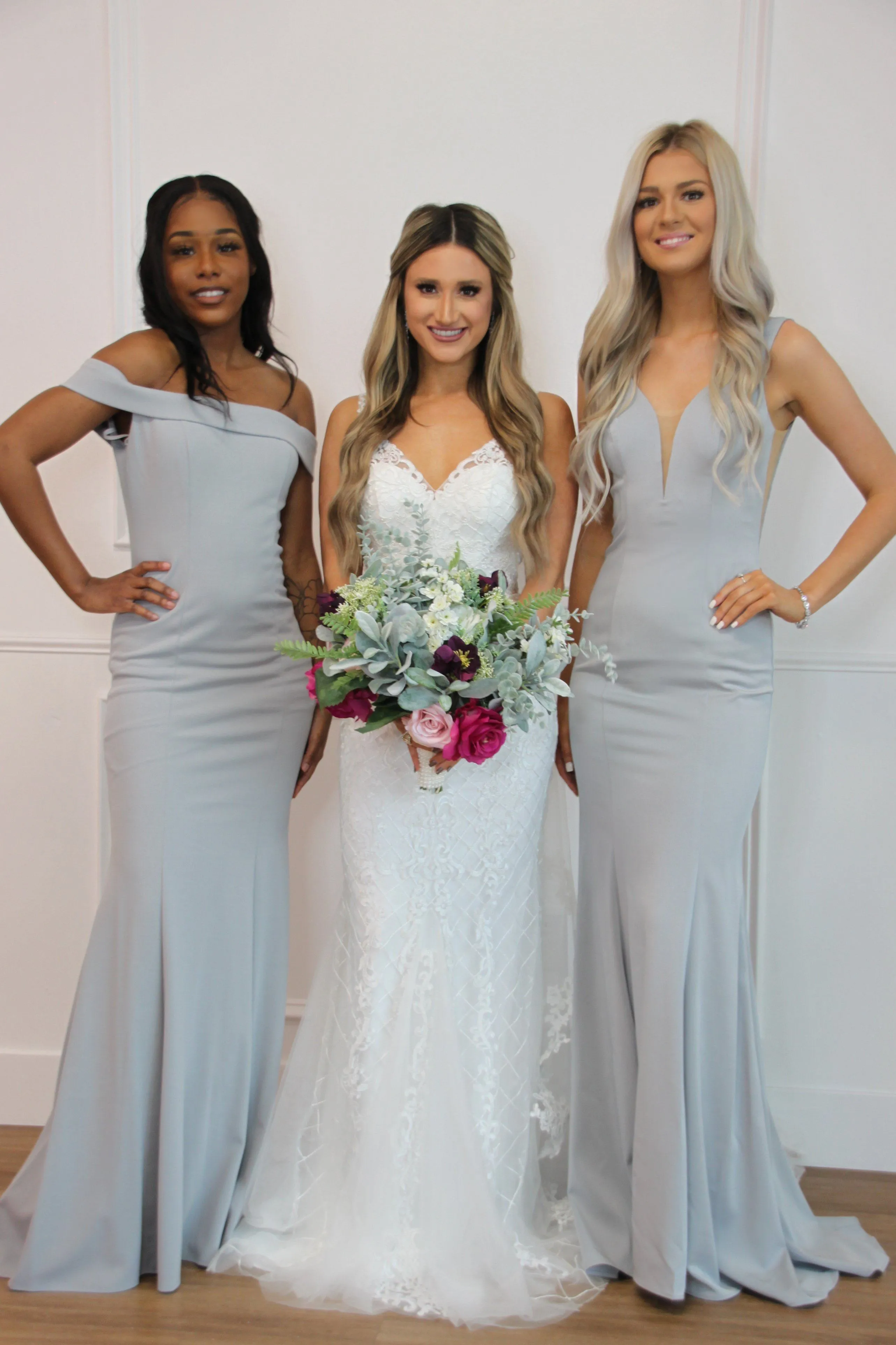 Whitney Off Shoulder Long Dress: Dove Gray