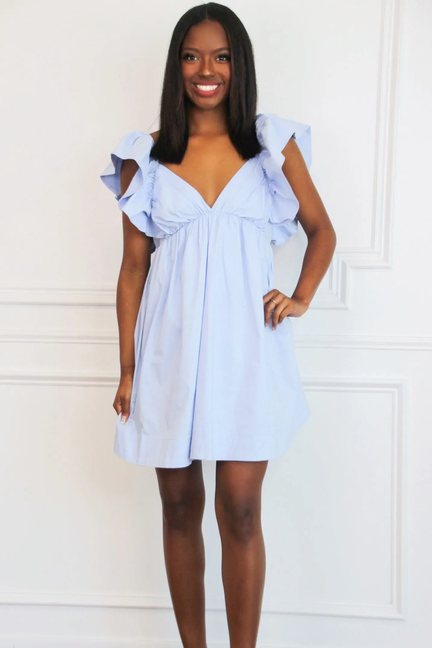 Wine Country Babydoll Dress: Light Blue
