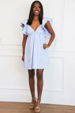 Wine Country Babydoll Dress: Light Blue