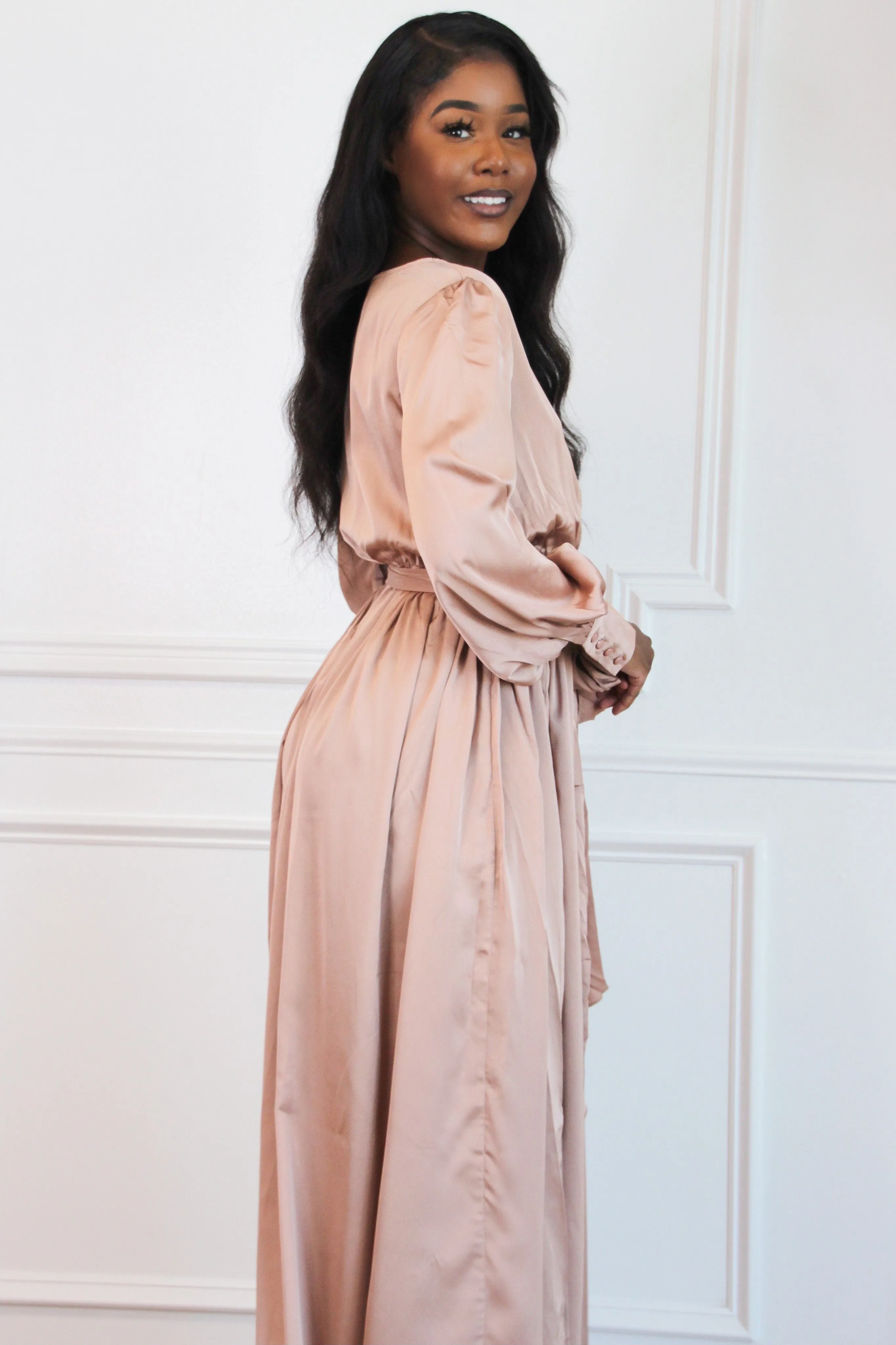Winter Beauty Maxi Dress: Rose Gold
