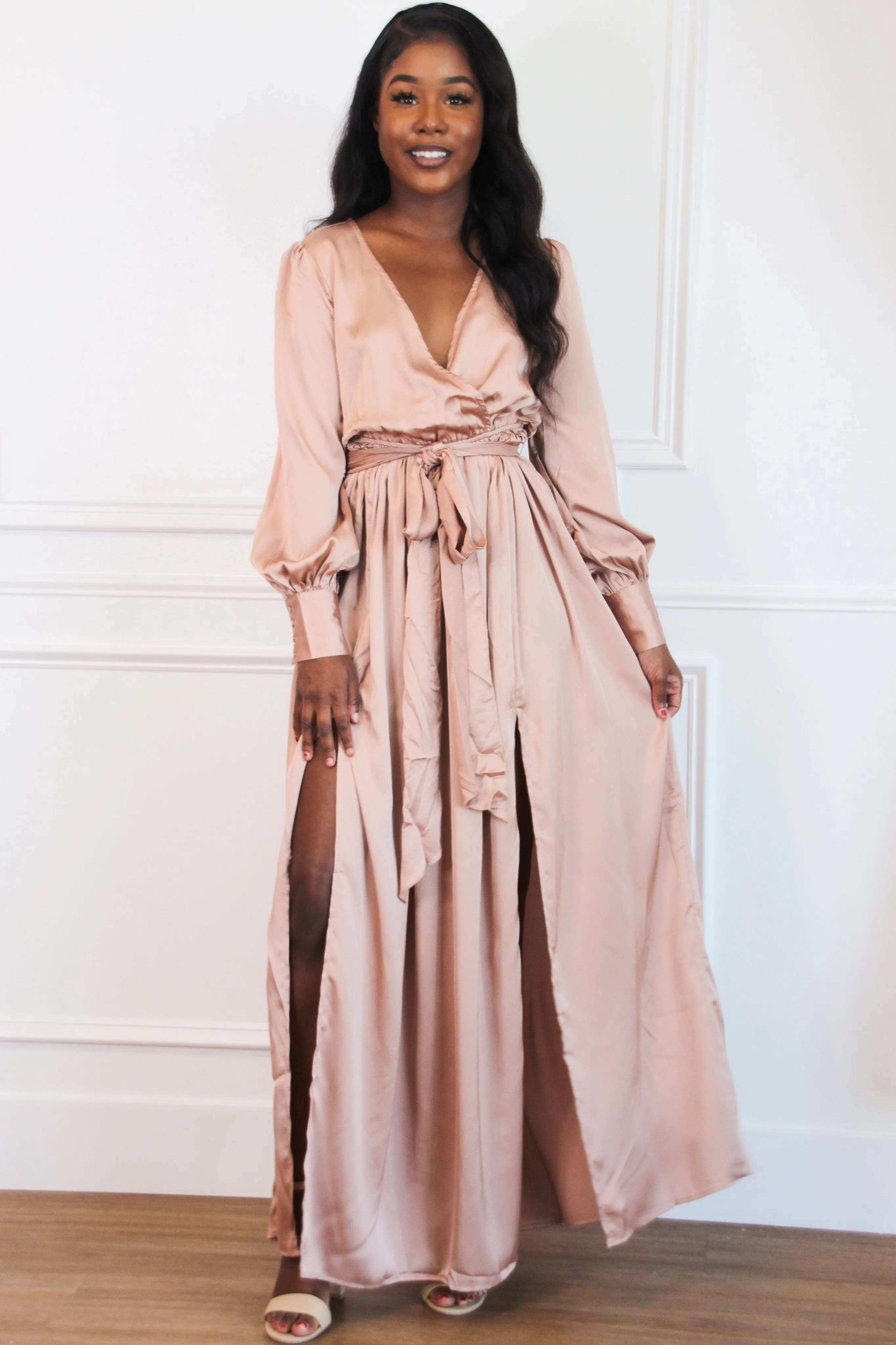 Winter Beauty Maxi Dress: Rose Gold
