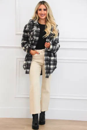Winter Comfort Faux Fur Shacket: Gray/Black