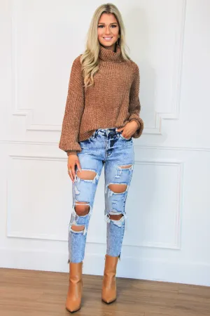 Winter Wishes Chenille Cropped Sweater: Camel