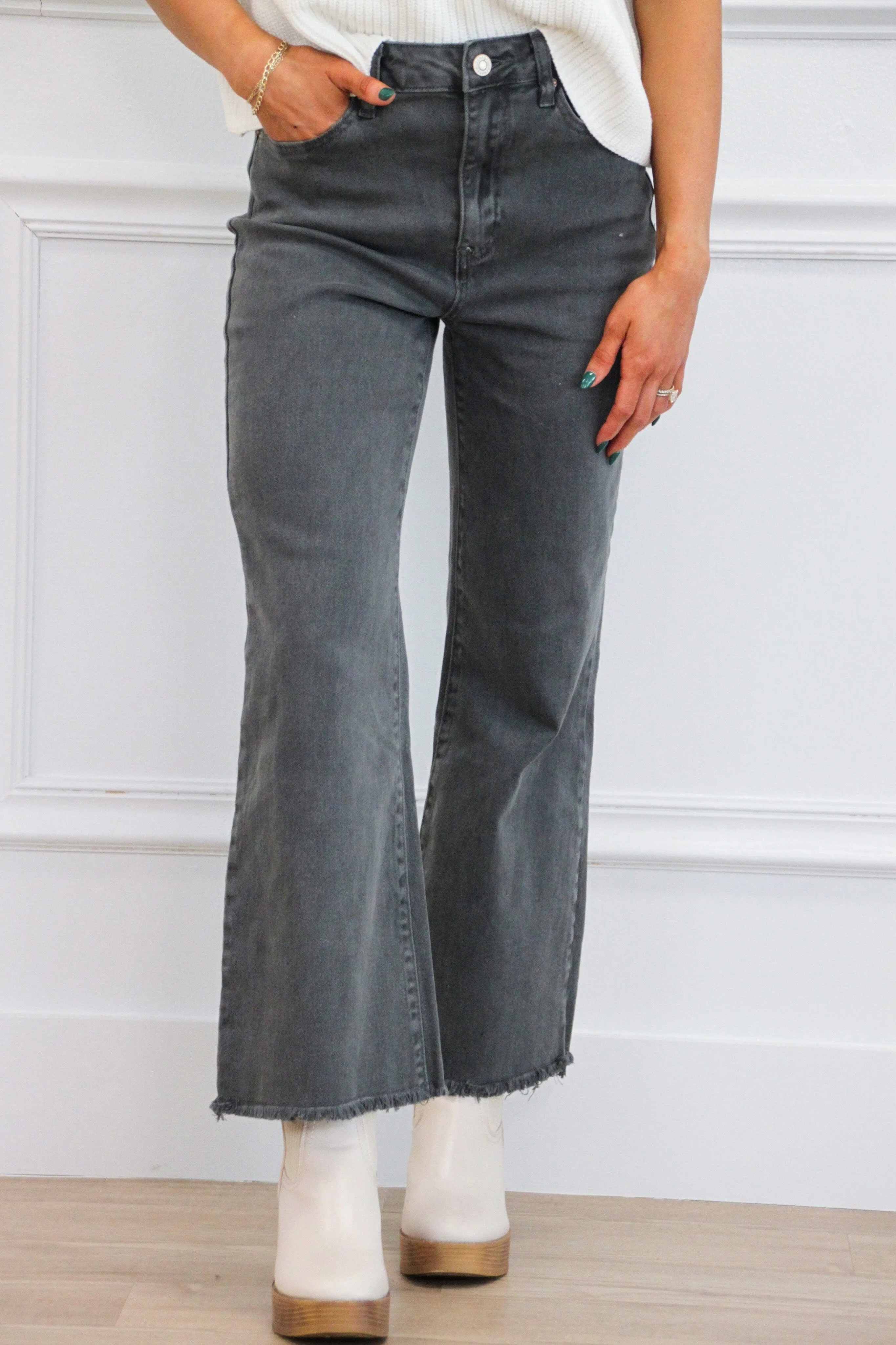 Zuri High Waisted Bootcut Denim: ASH Black