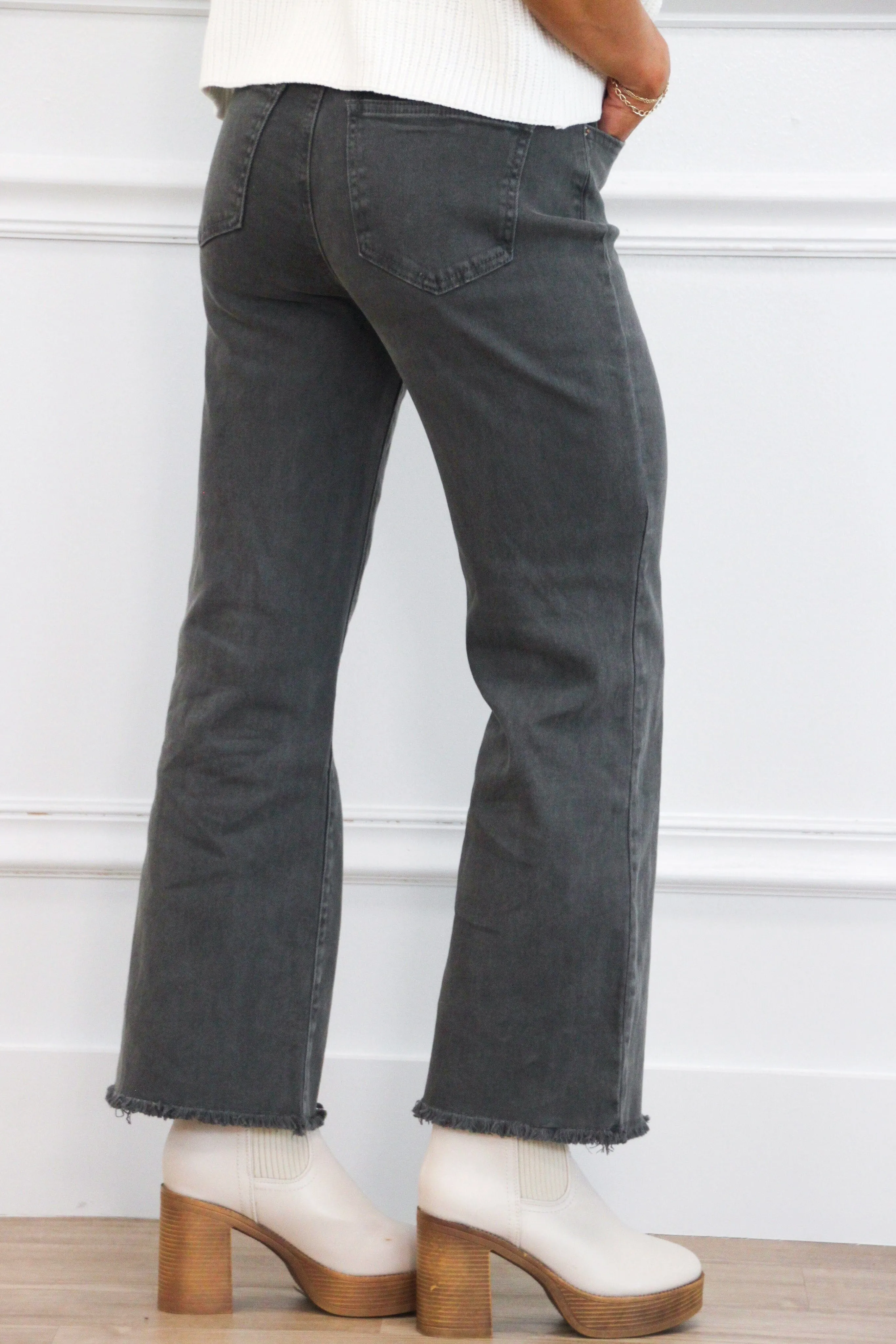 Zuri High Waisted Bootcut Denim: ASH Black