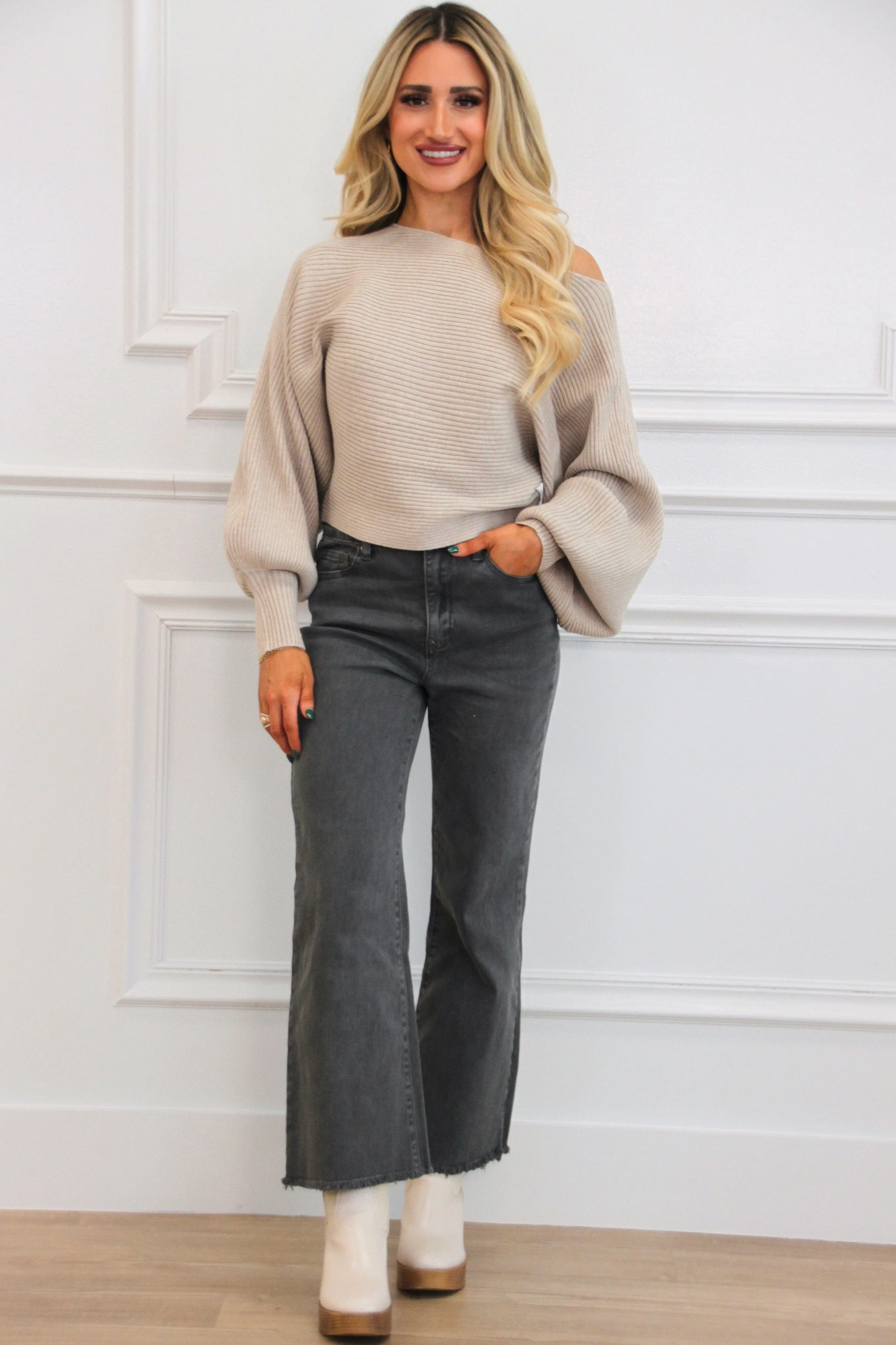 Zuri High Waisted Bootcut Denim: ASH Black